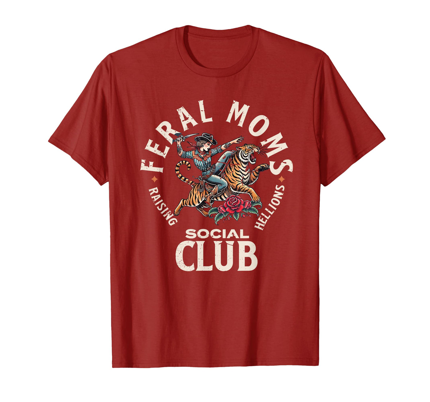 Retro Funny Feral Moms Social Club Sarcastic Saying Mothers T-Shirt