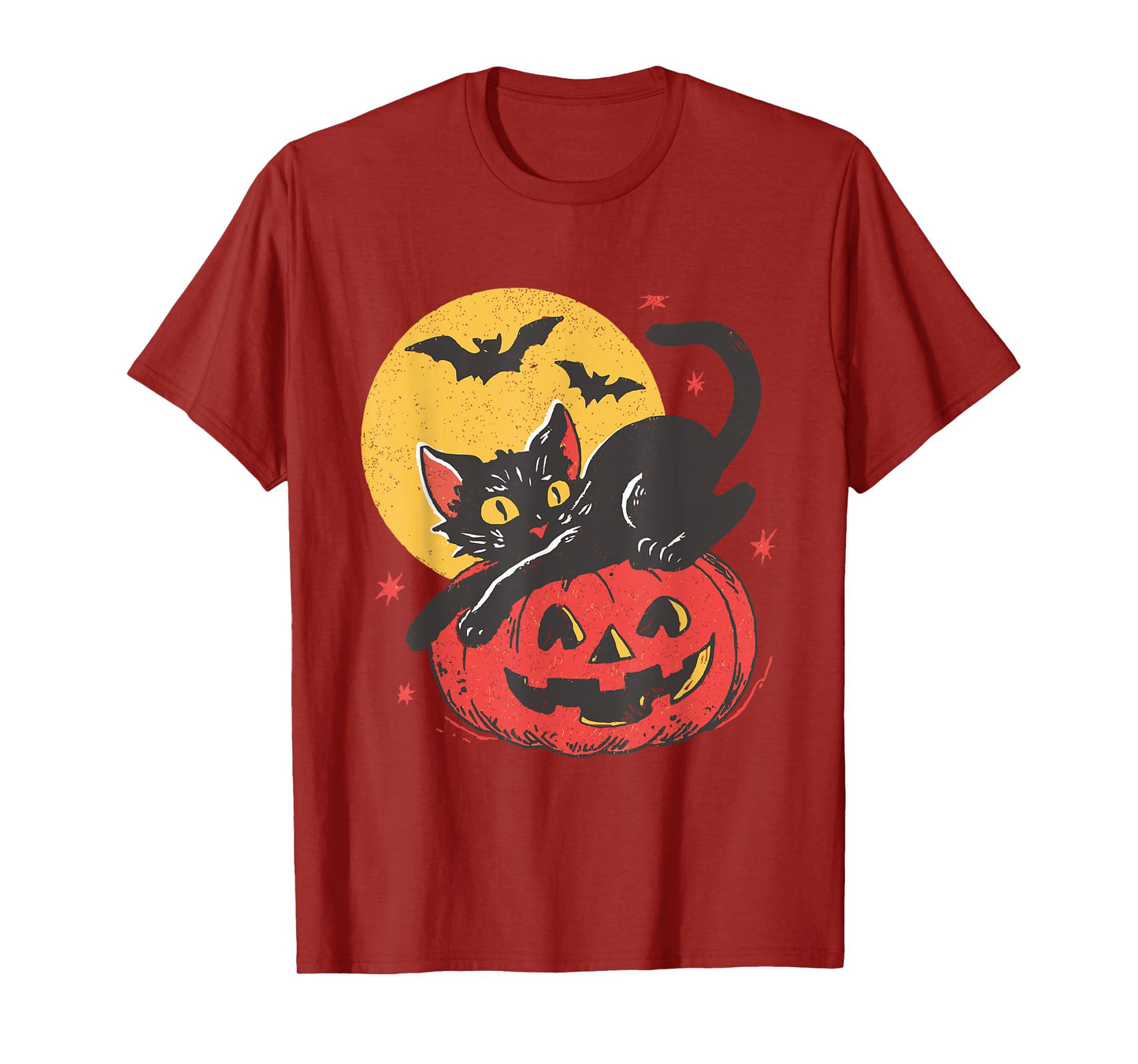 Black Cat On Pumpkin Halloween Black Cat Moon Spooky Season T-Shirt