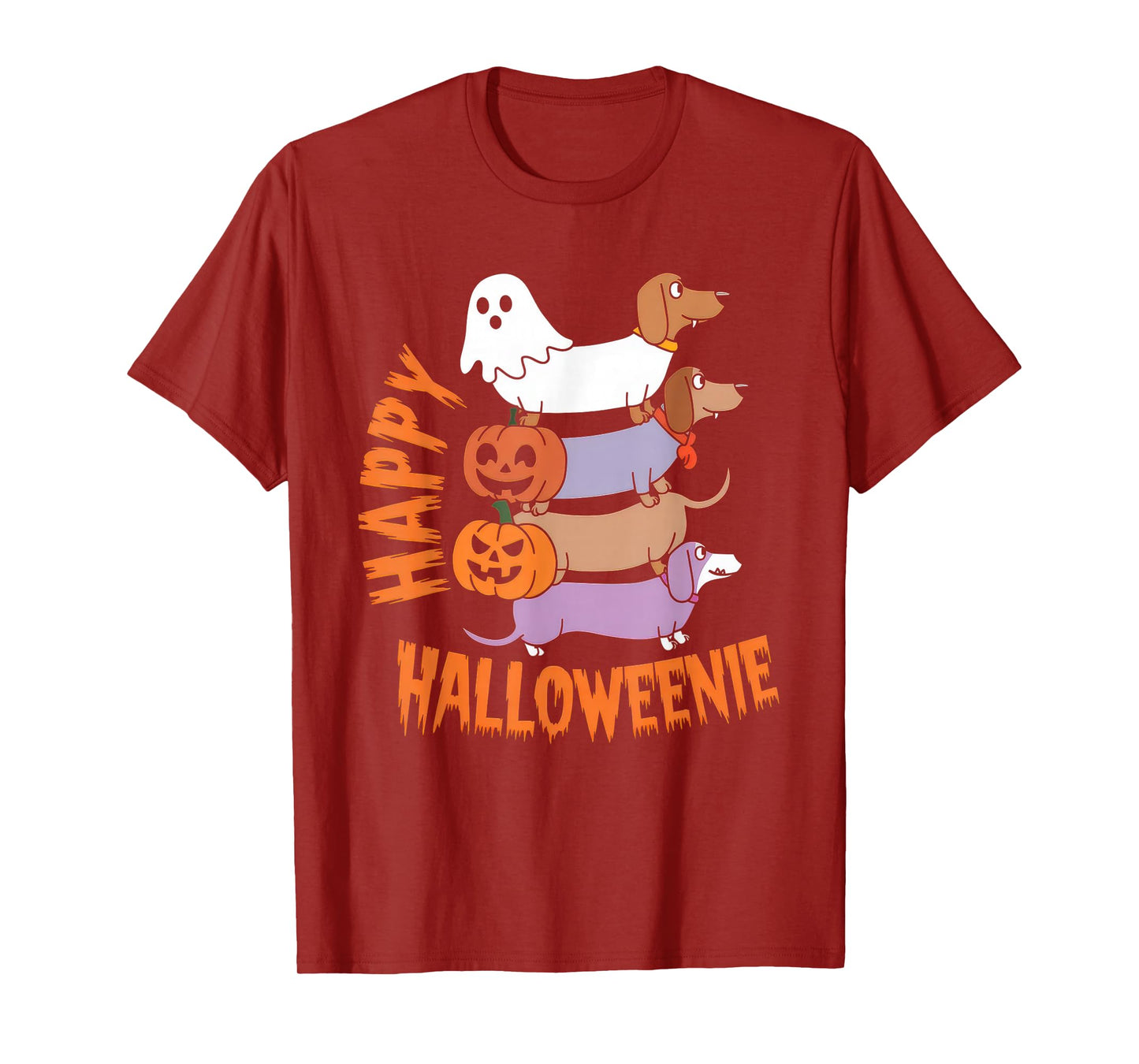 Happy Halloweenie Tshirt Women Men Wiener Monster Party T-Shirt