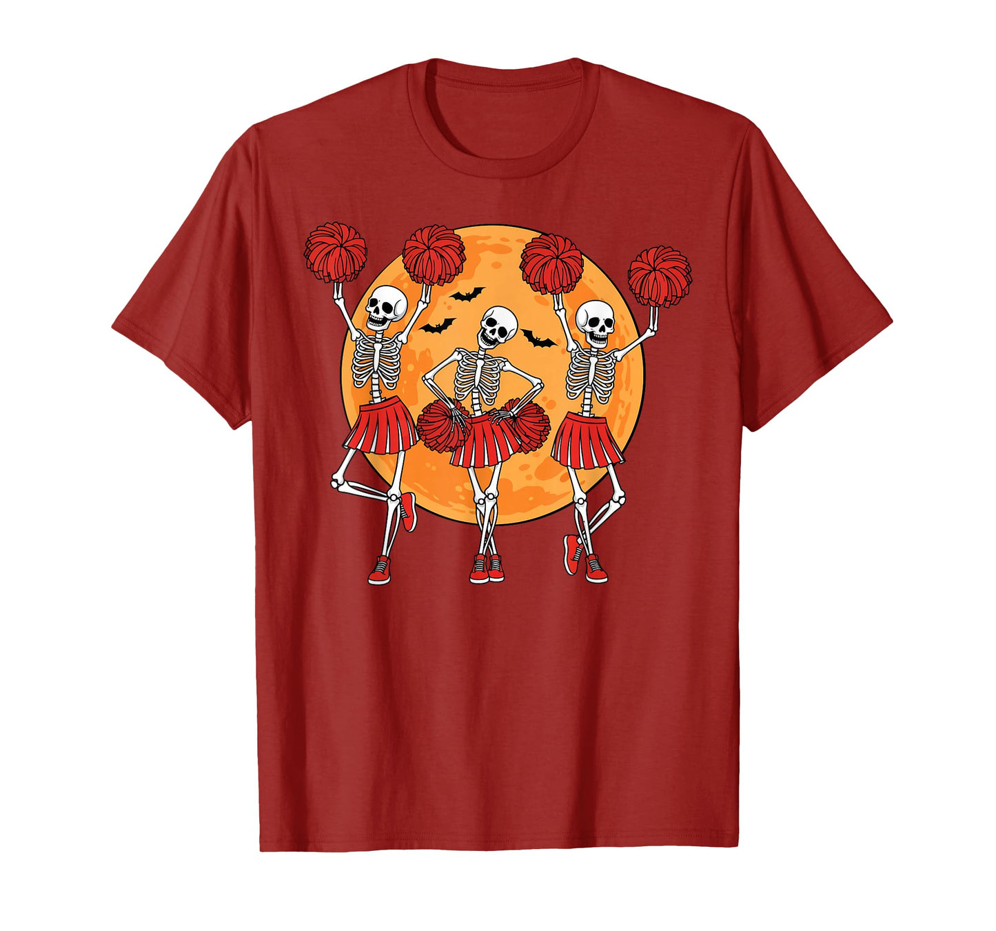 Skeleton Cheerleader Cheerleading Squad Halloween Spooky Fun T-Shirt