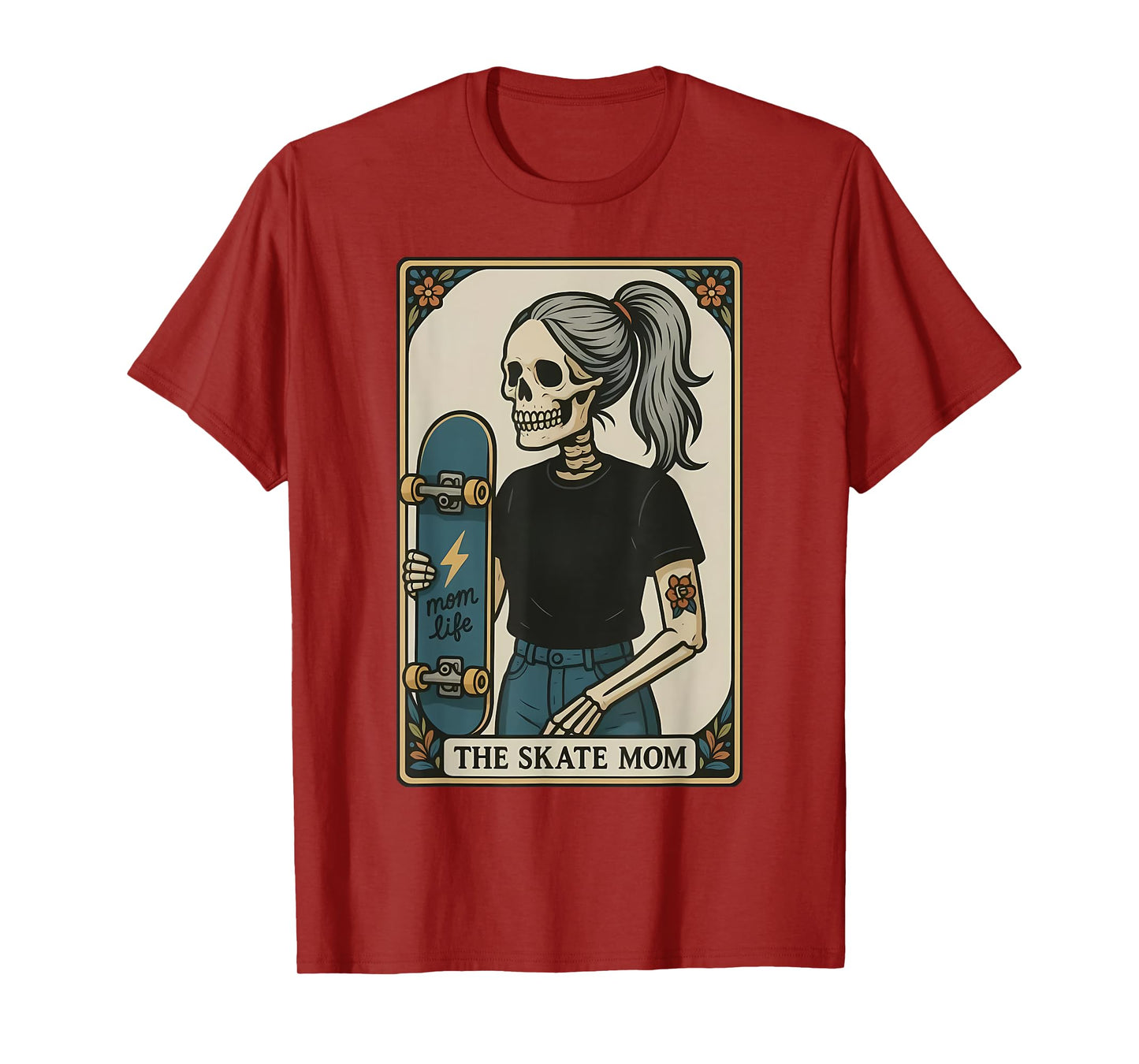 Funny Skate Mom Tarot Card Skeleton Halloween Sport Lovers T-Shirt