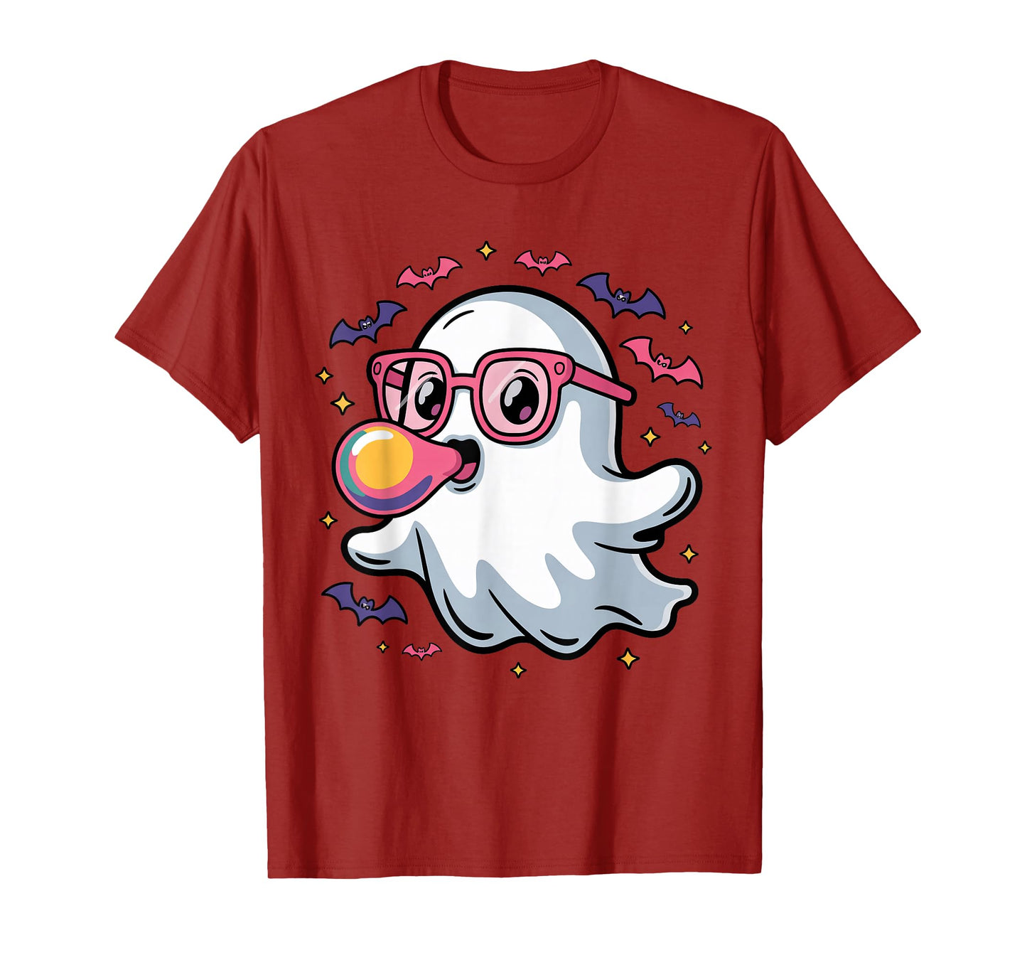 Funny Halloween Boo Ghost Sunglasses Pink Bubblegum Costume T-Shirt