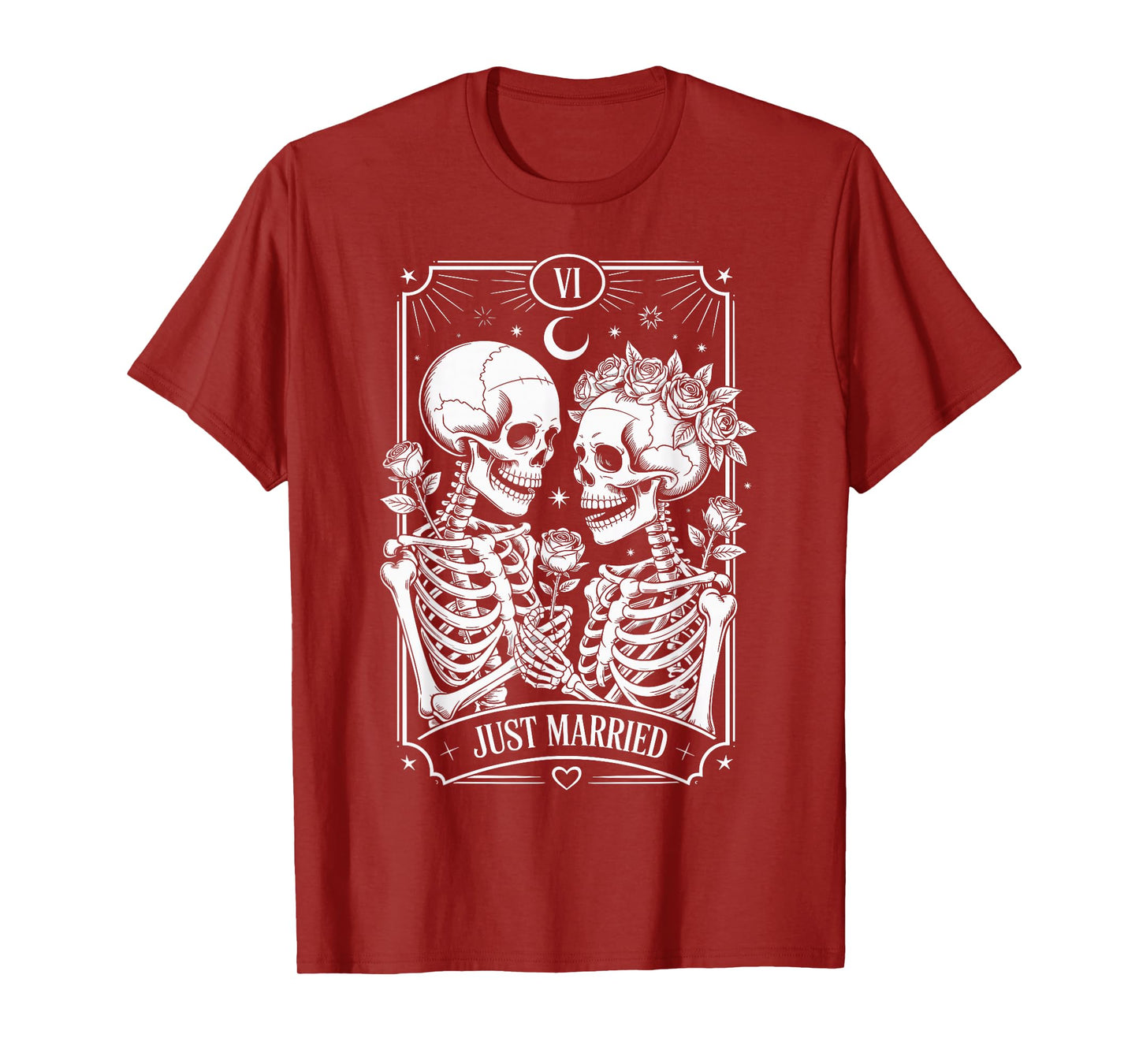 Just Married The Lovers Skeleton Couple Matching Halloween T-Shirt