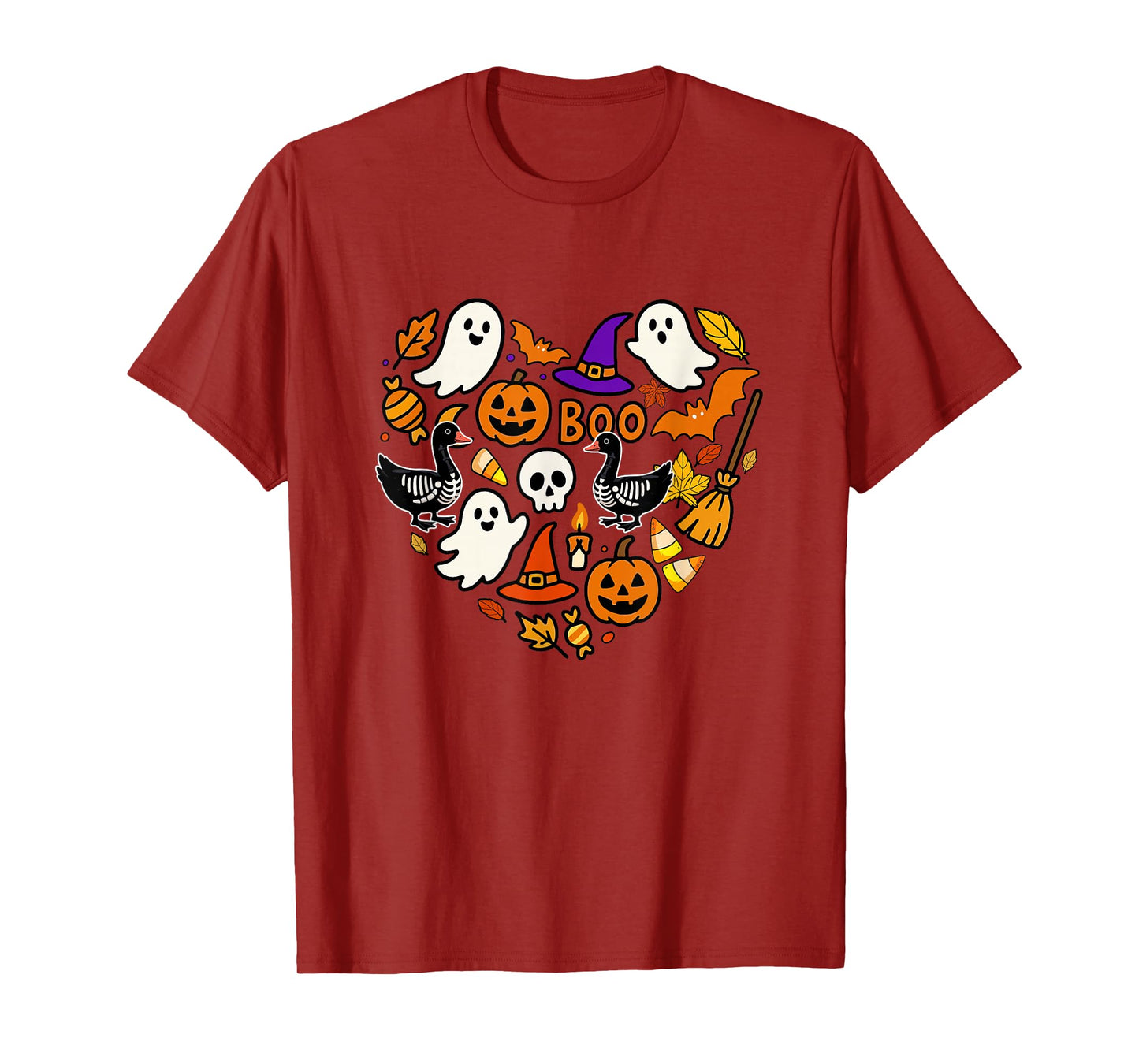 Group Gooses Boo Ghosts Candy Corns Halloween Heart Shape T-Shirt