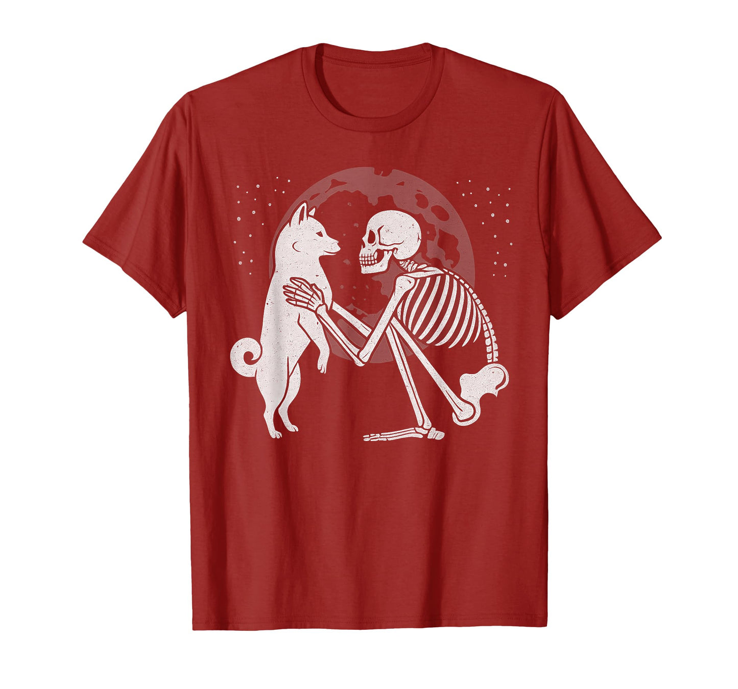 Shiba Inu Skeleton Moon Halloween Dog Lover T-Shirt