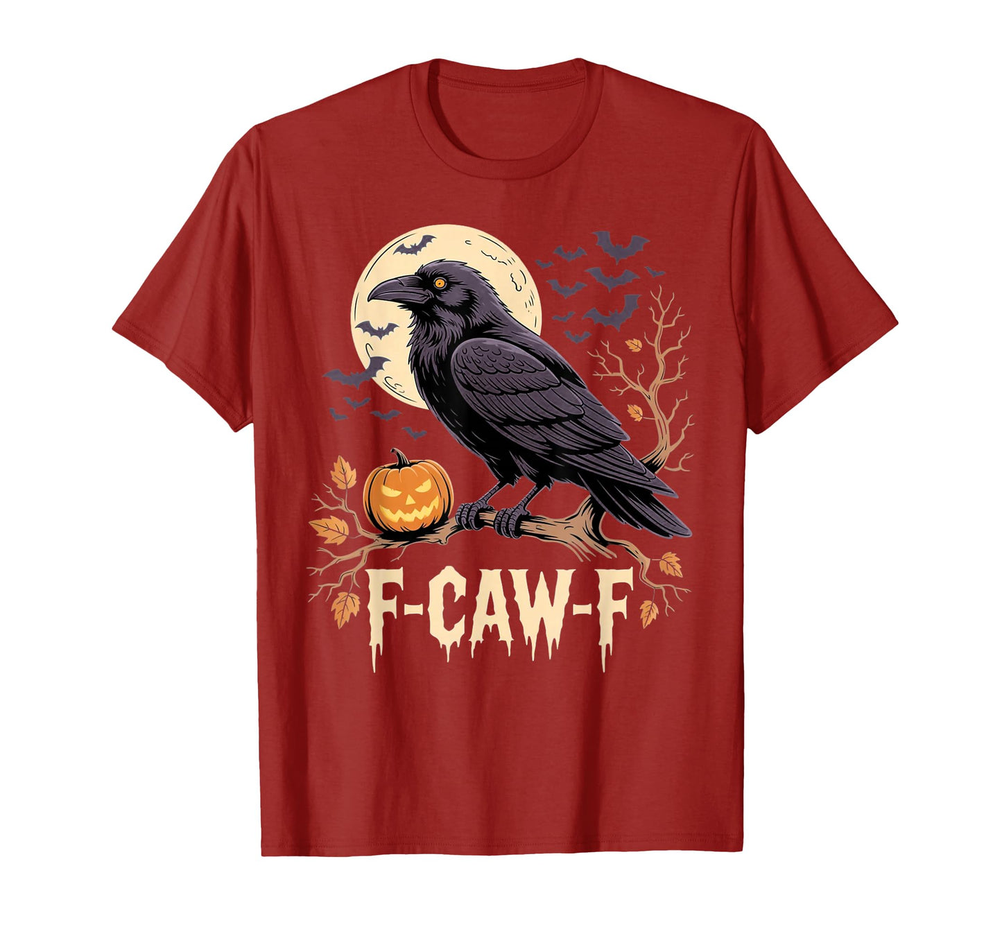 F-CAW-F Crow Witchy Raven, Moon Pumpkin Spooky Halloween T-Shirt