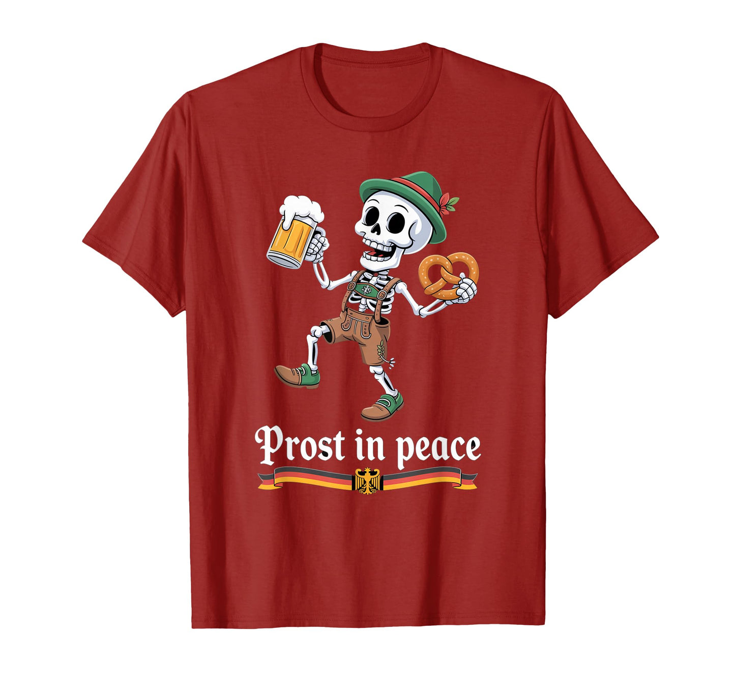 Prost in Peace Funny Oktoberfest Halloween Skeleton Beer T-Shirt