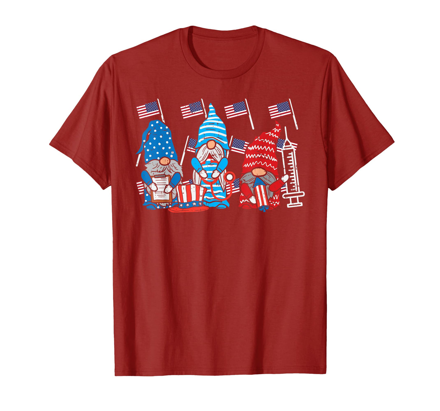 American Gnomes Nurse 4th Of July Scrub Top Patriot Women T-Shirt