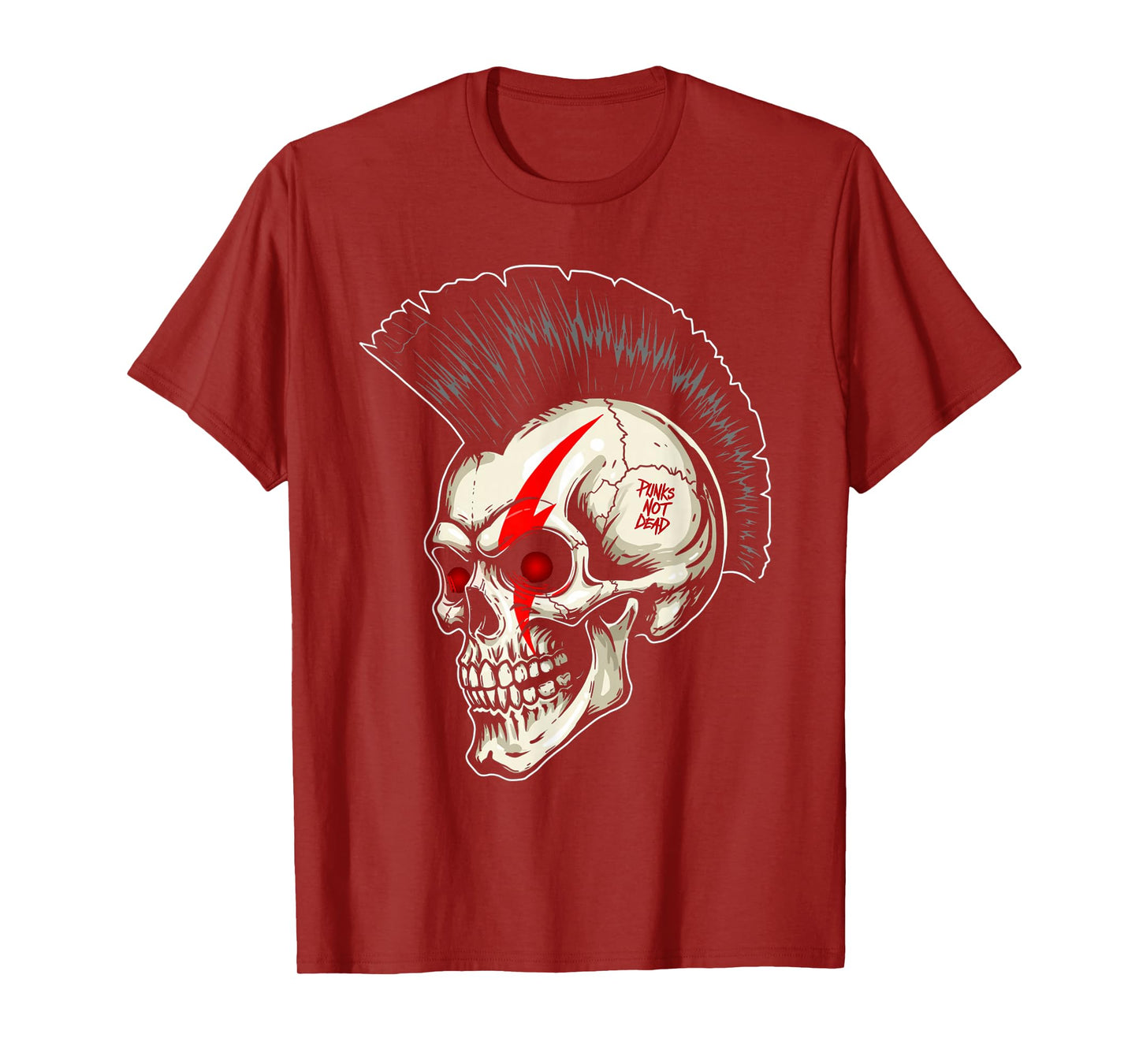 Skull Punk Mohawk Rock Metal Skeleton Musician Concert T-Shirt