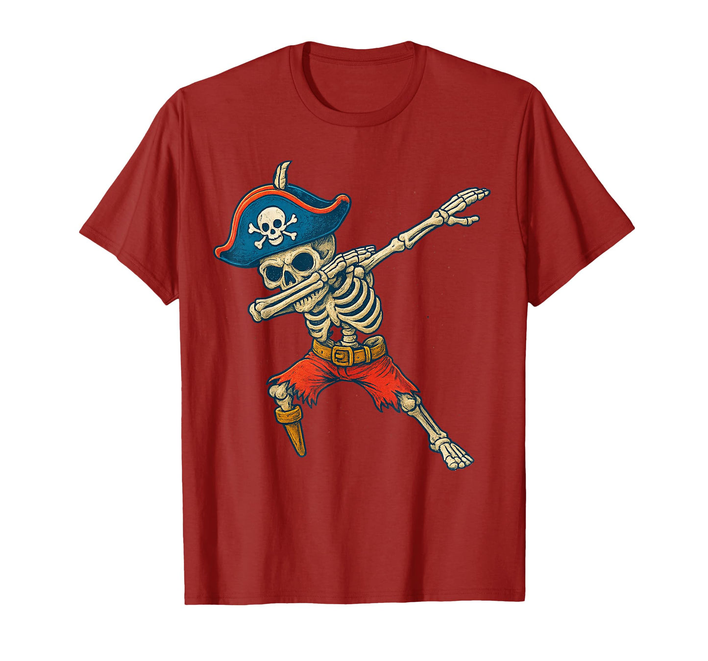 Dabbing Skeleton Pirate Halloween Kids Jolly Roger T-Shirt