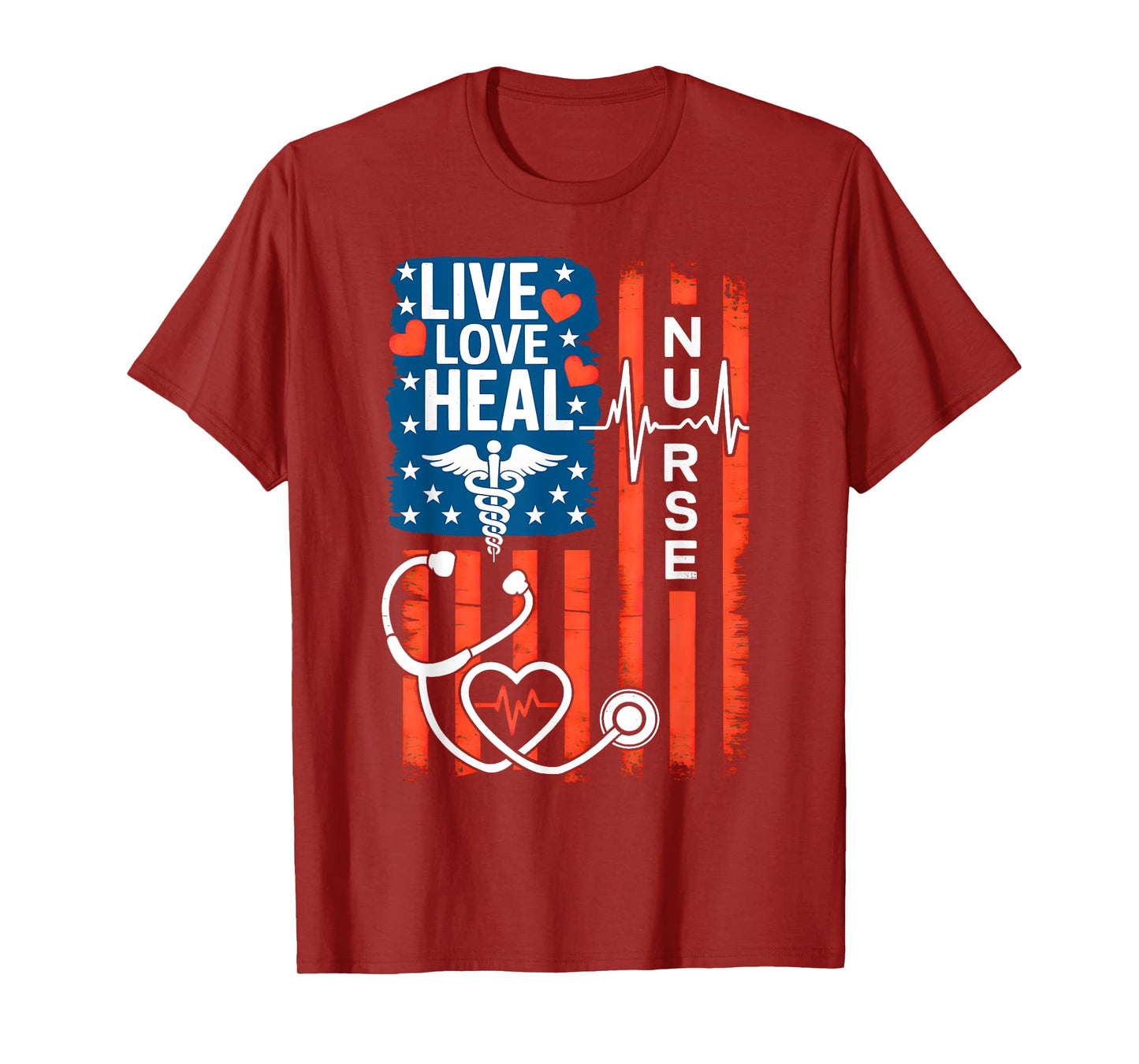 American Flag Nurse Day Patriotic 4th Of July Nurse's Day T-Shirt