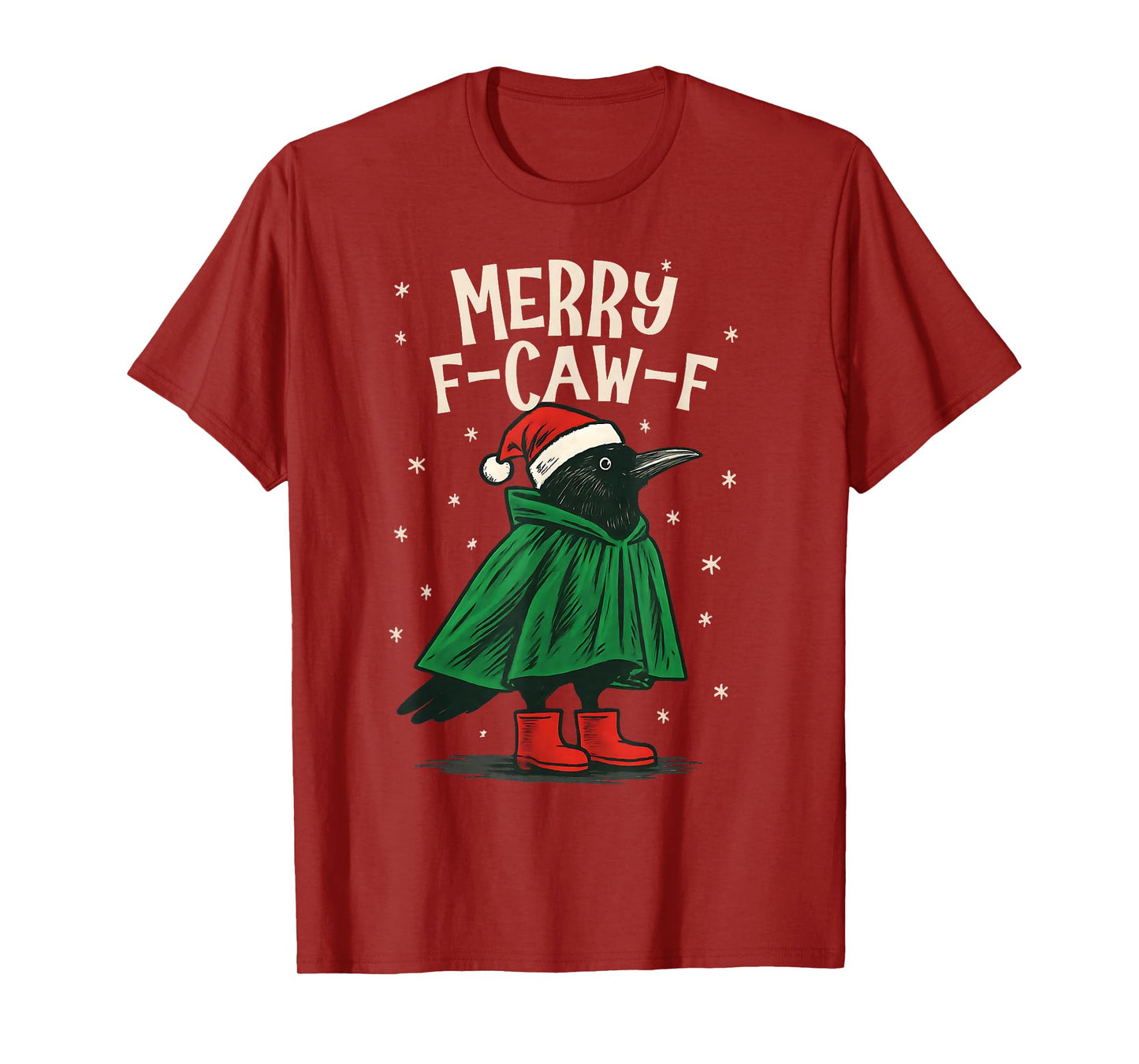 Women Black Crow F-Caw-F Funny Christmas Merry F-Caw-F T-Shirt