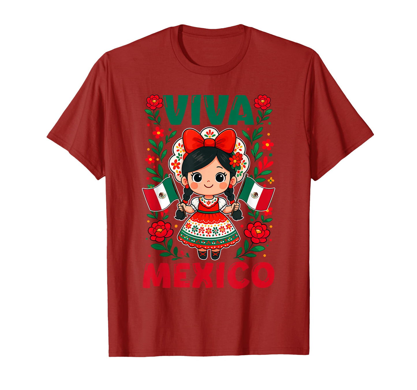 Viva Mexico Independence Day Proud Mexican Flag Girls Kids T-Shirt