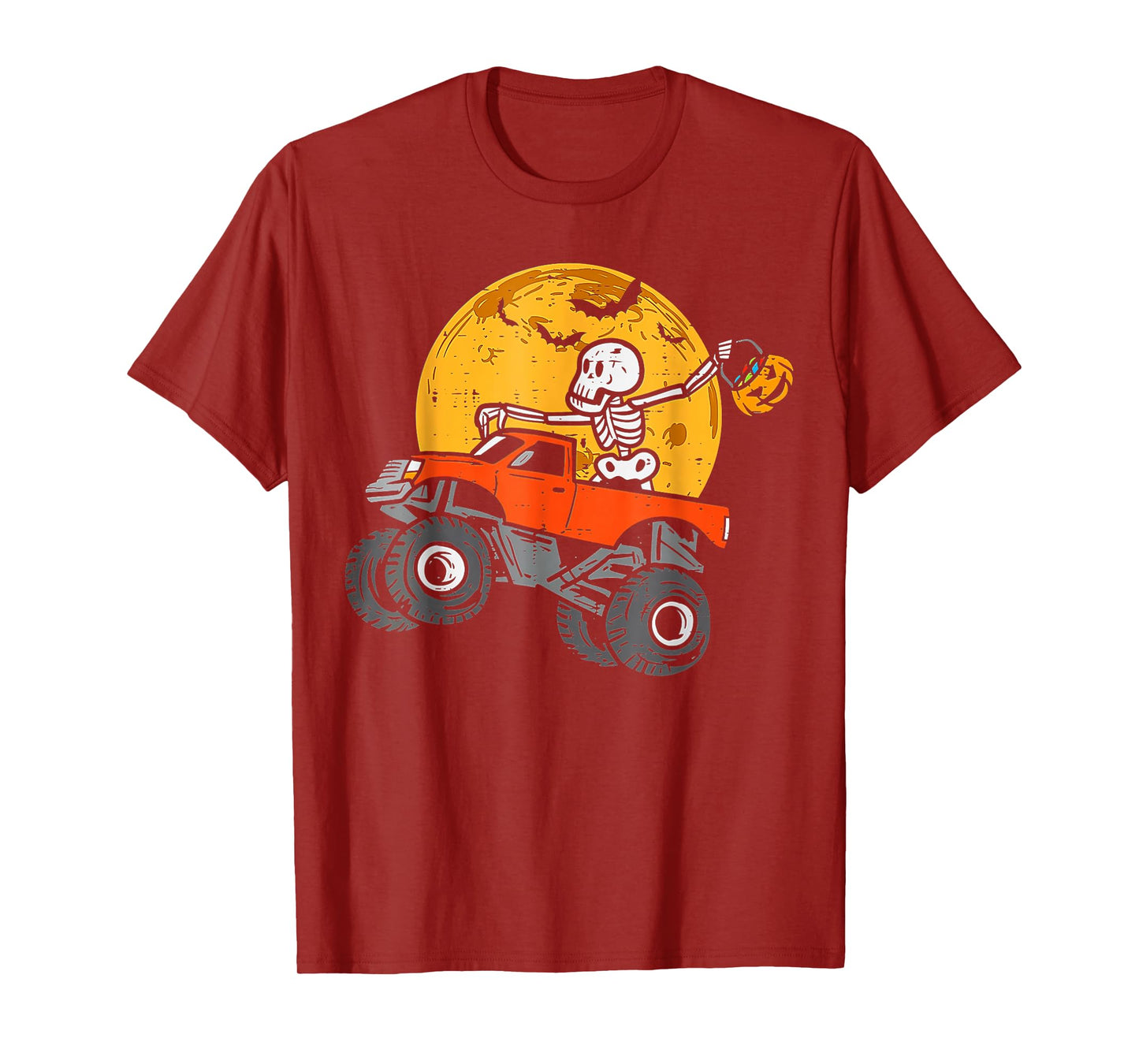Skeleton Monster Truck Moon Candy Toddler Boys Halloween T-Shirt