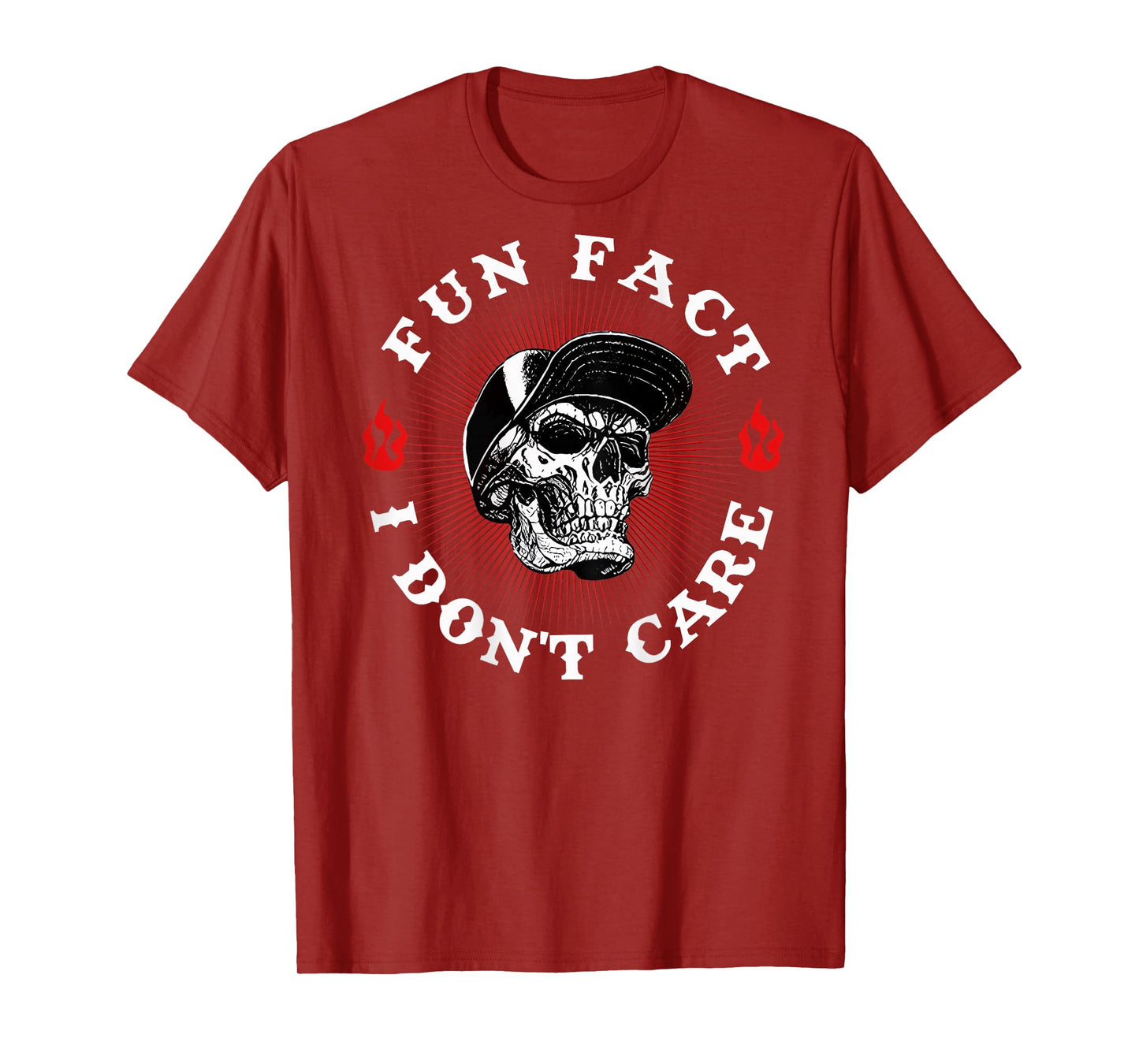 Fun Fact I Don't Care Funny Skeleton Sarcastic (ON Back) T-Shirt