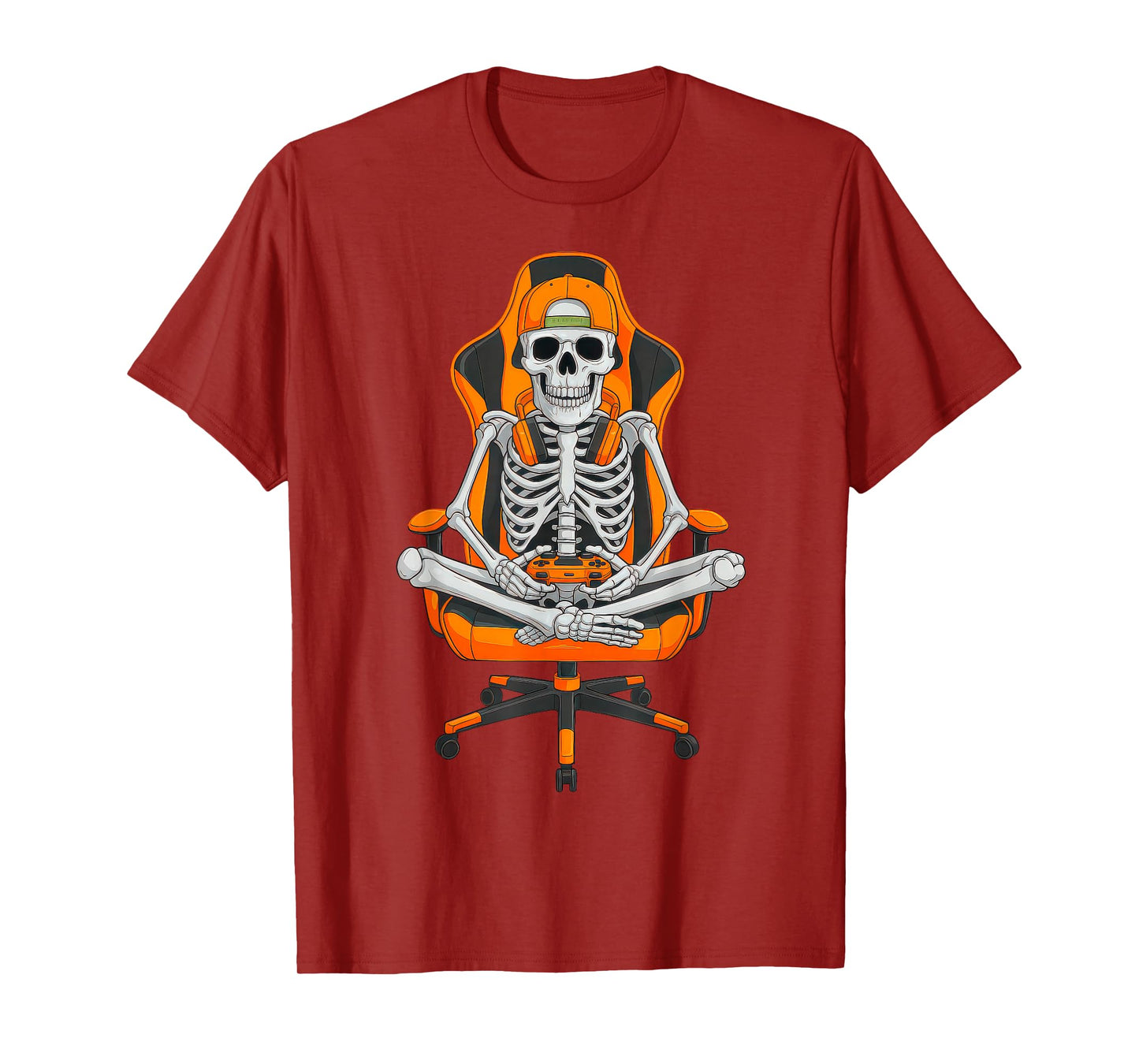 Halloween Skeleton Gamer Video Gaming Boys Men Kids Youth T-Shirt