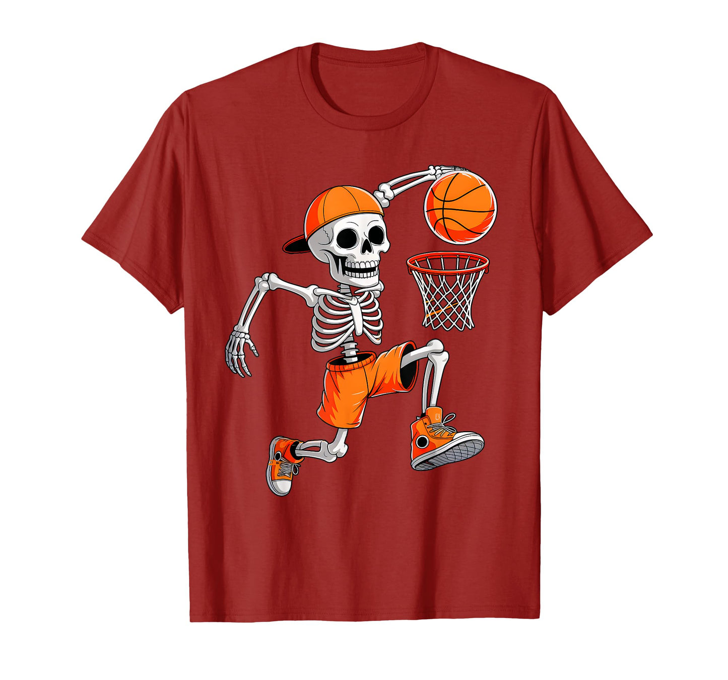Funny Skeleton Play Basketball Halloween Costume Boys Men T-Shirt