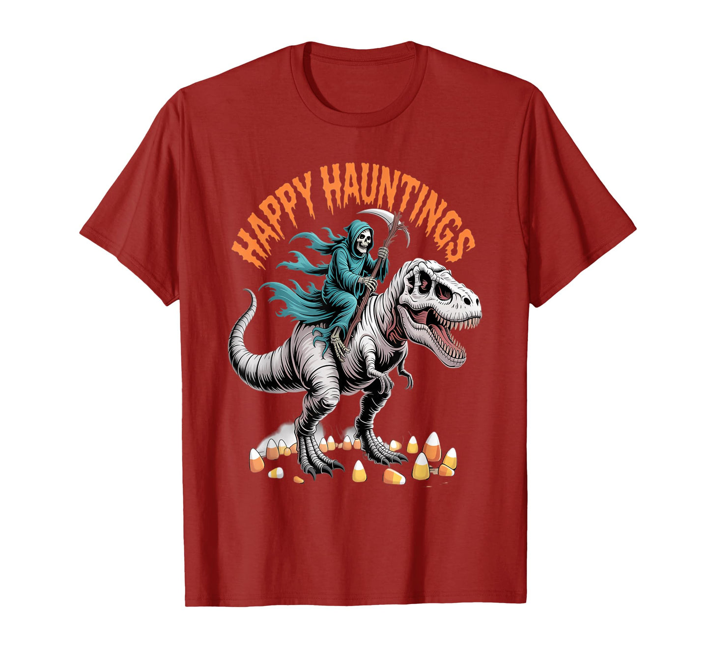Skeleton Rider T-Rex Wrapped for Halloween T-Shirt