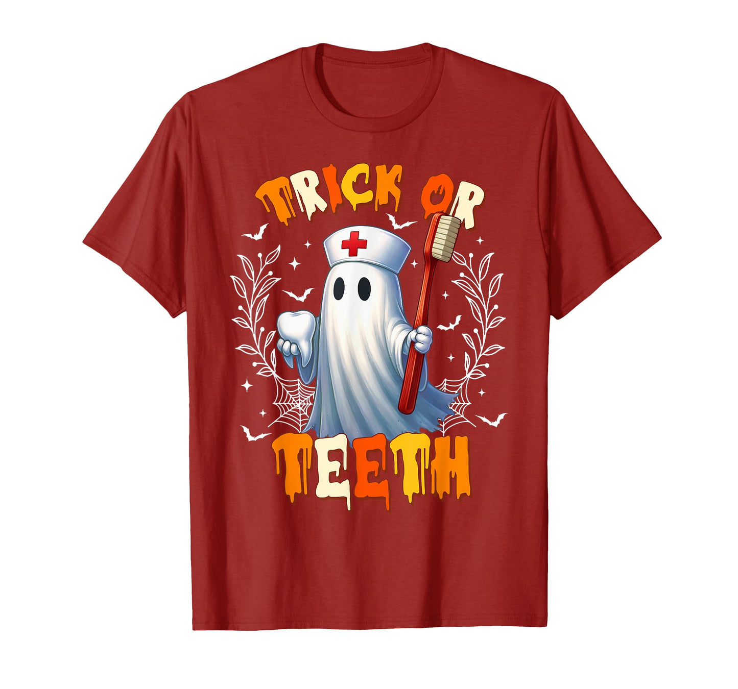 Trick Or Teeth Dental Halloween Ghost Costume Men Women Kids T-Shirt