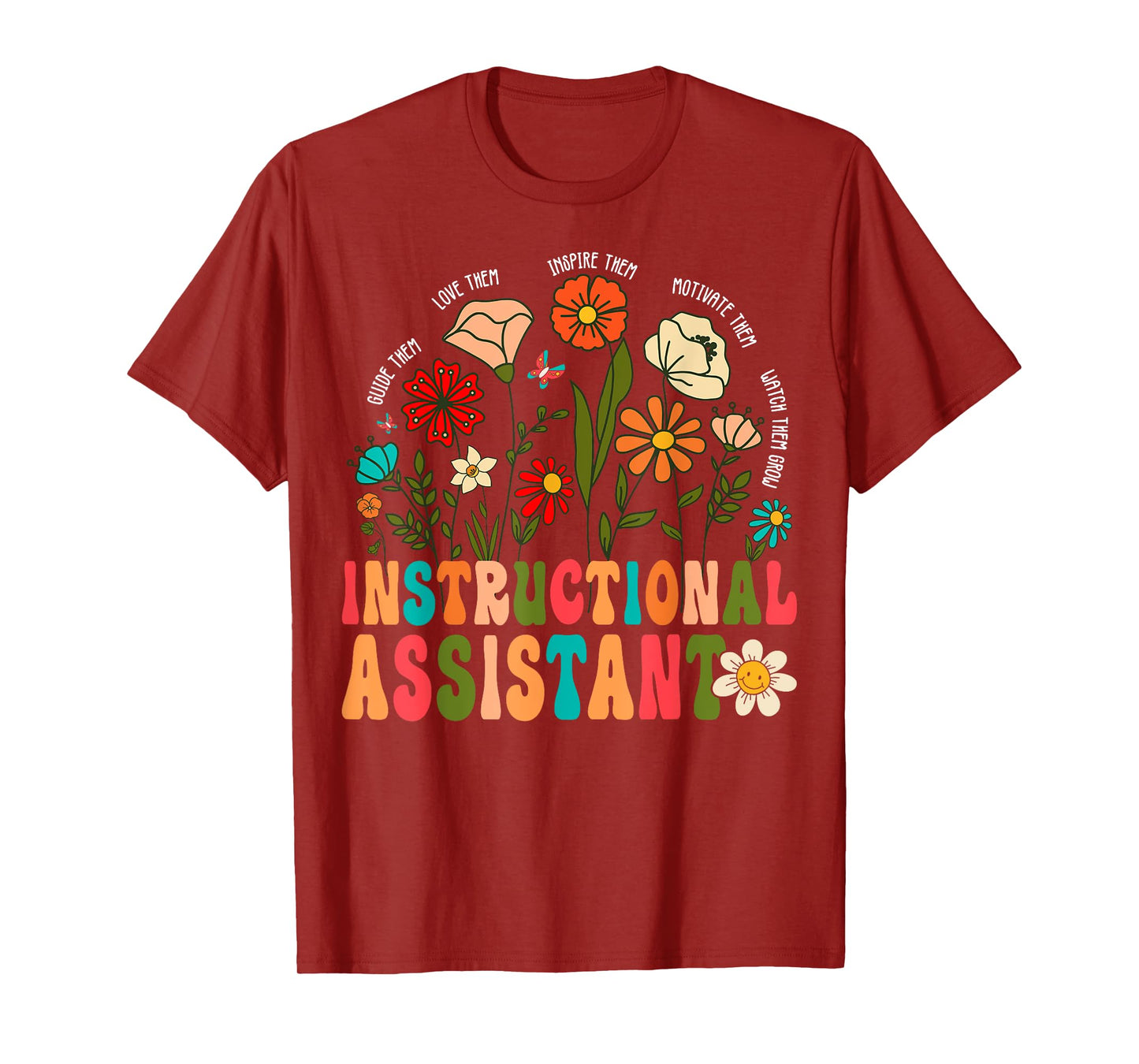 Retro Instructional Assistant Wildflowers Teacher Aide T-Shirt