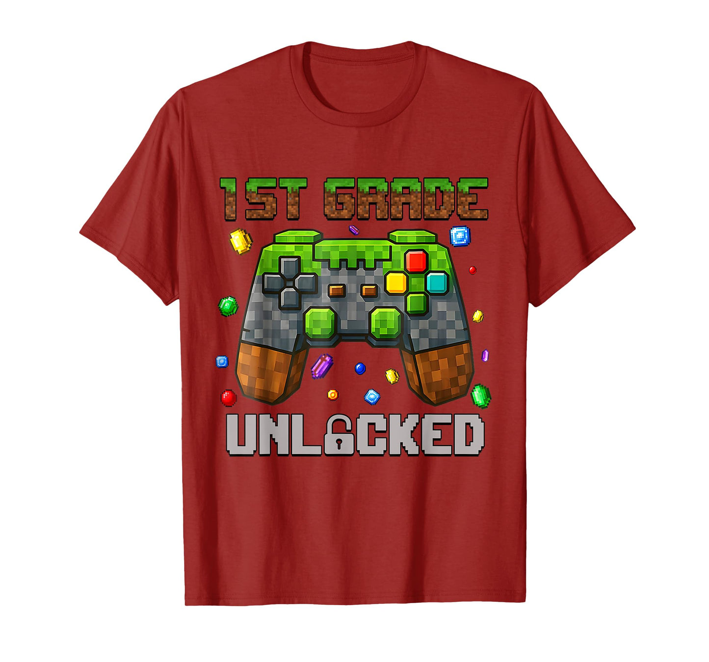 1st Grade Level Unlocked Gamer Pixel First Day Of School T-Shirt