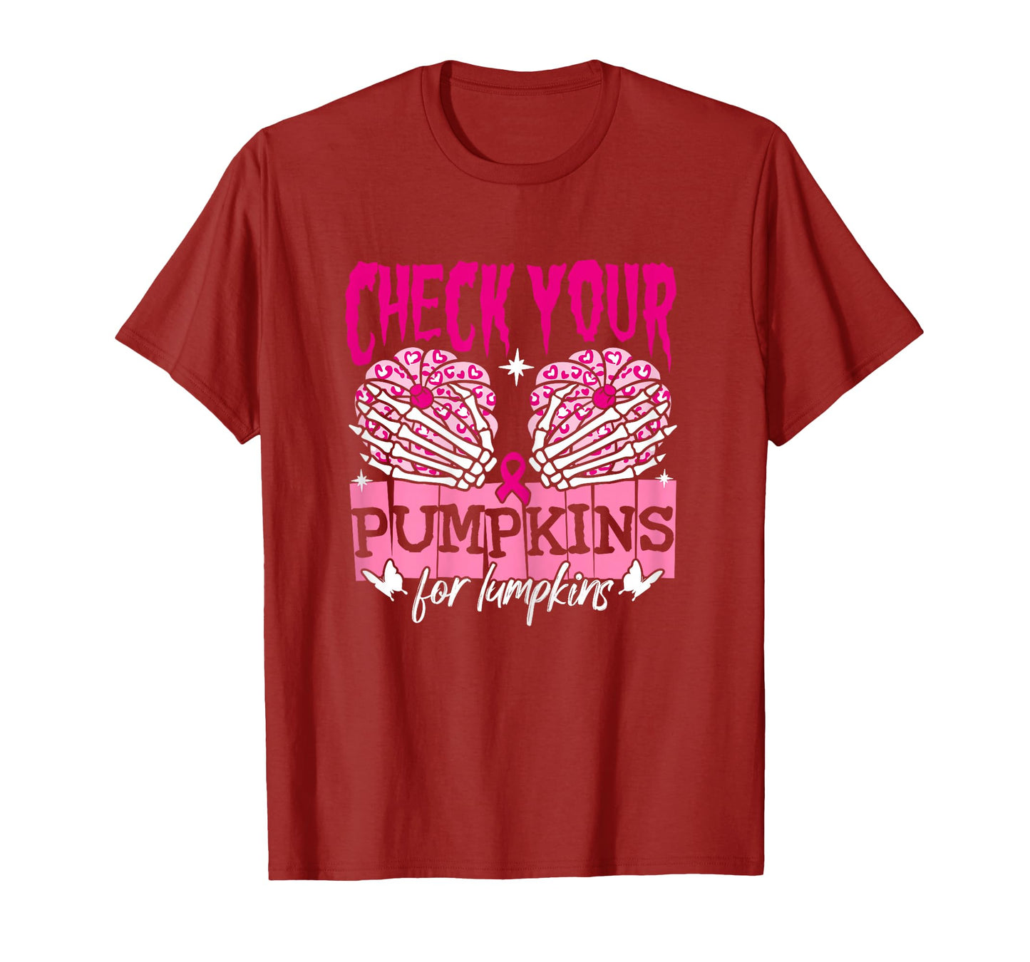 Check Your Pumpkins Pink Halloween Breast Cancer Awareness T-Shirt