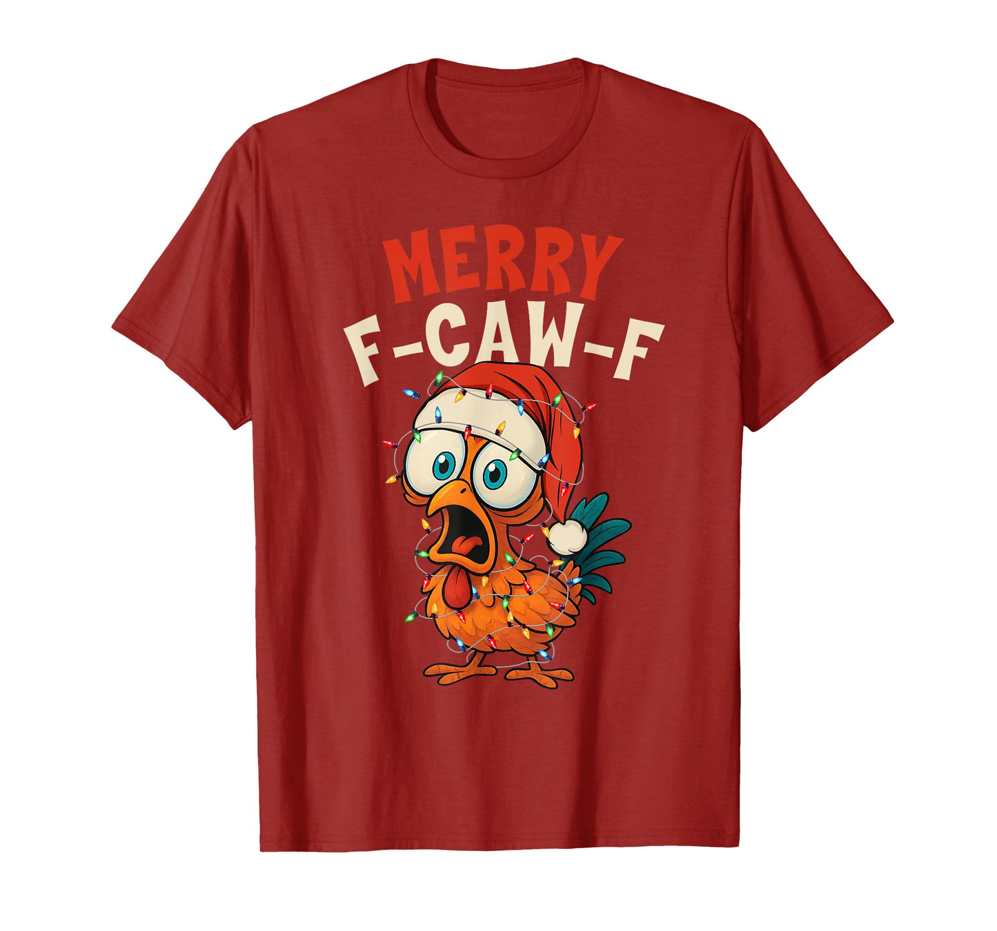 Merry F-Caw-F Chicken Rooster Meme Christmas Pajamas Holiday T-Shirt