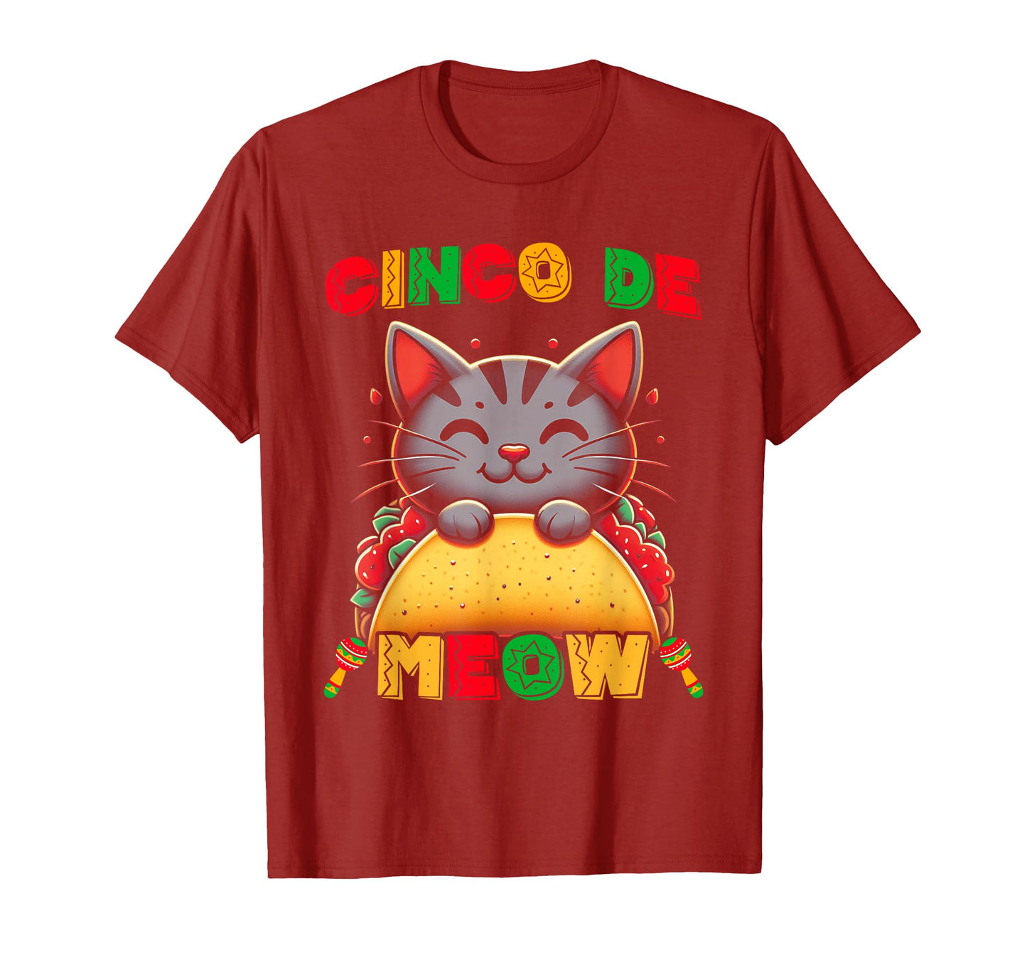 Cinco De Meow Funny Cinco De Mayo Cat Men Women Kids T-Shirt