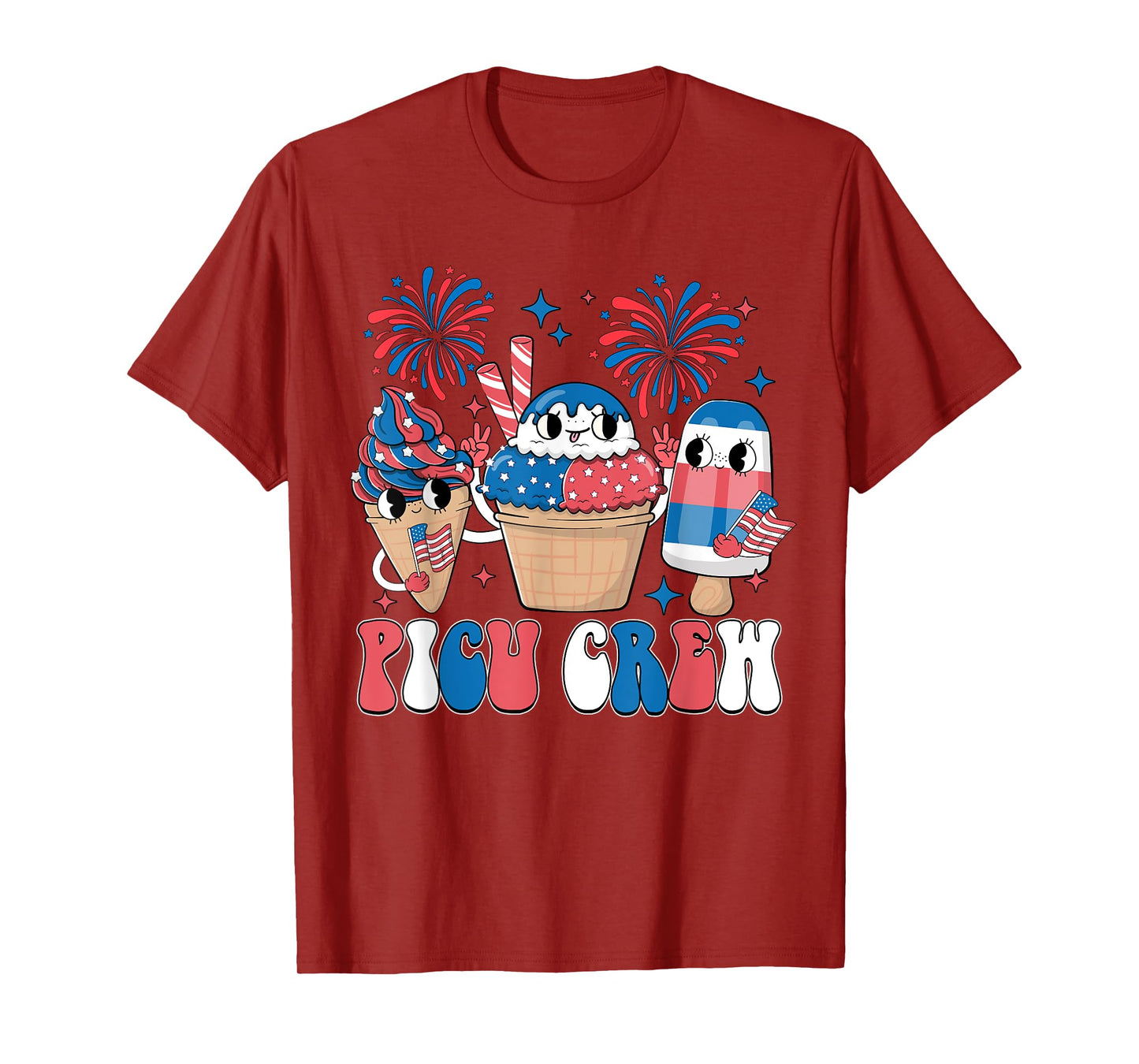 PICU Crew Independence Day Patriotic Pediatric Nurse T-Shirt