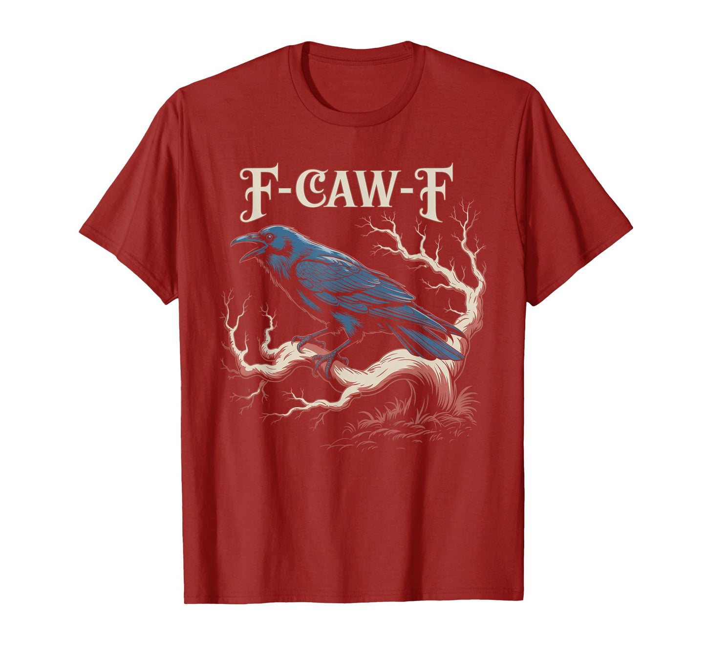 Black Crow, F-Caw-F Funny Black Bird Moon Gothic Adult Humor T-Shirt