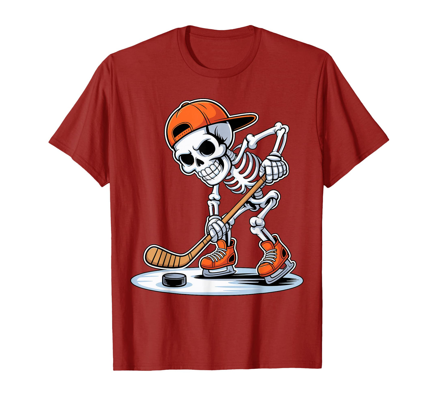 Skeleton Hockey Player Halloween T-Shirt