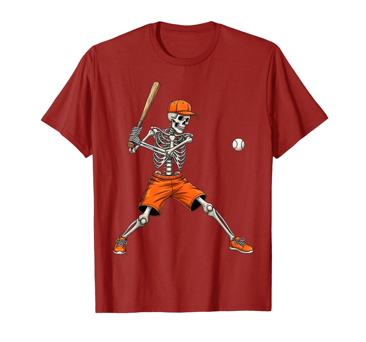 Skeleton Baseball Halloween Costume Funny Men Boys Kids T-Shirt