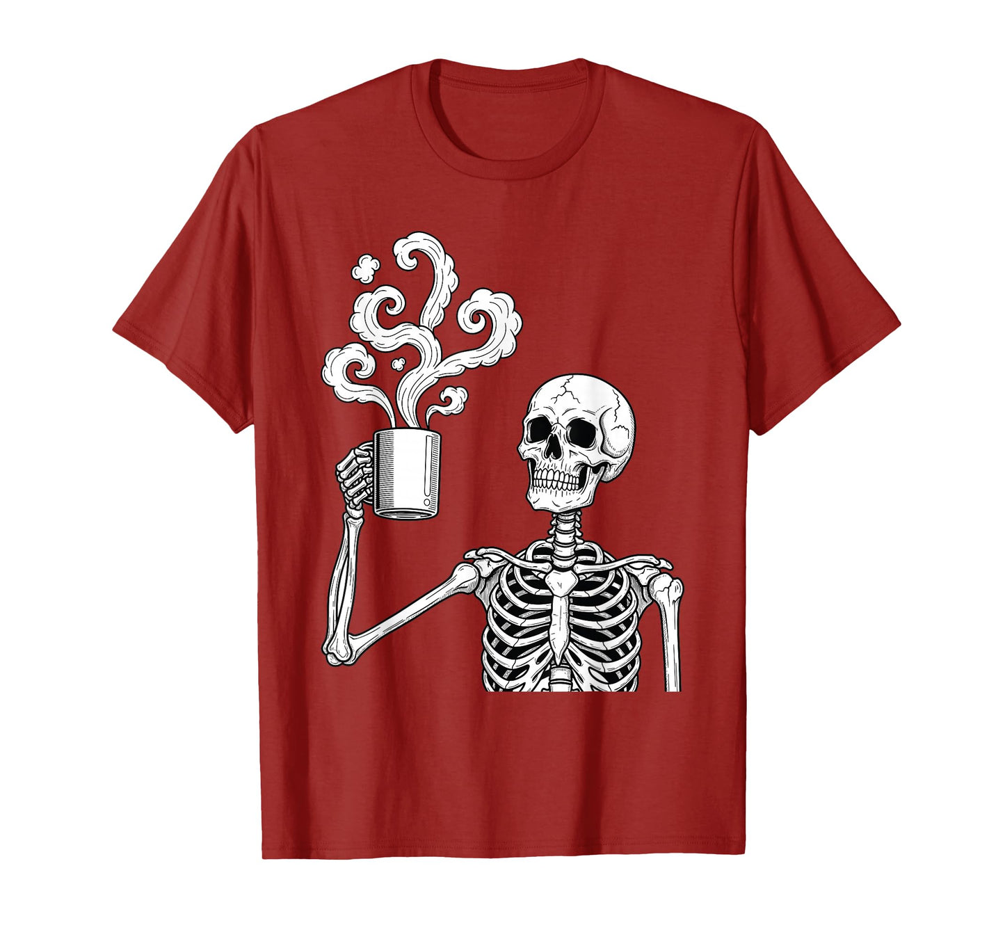 Skeleton Coffee Lover with Steaming Mug T-Shirt