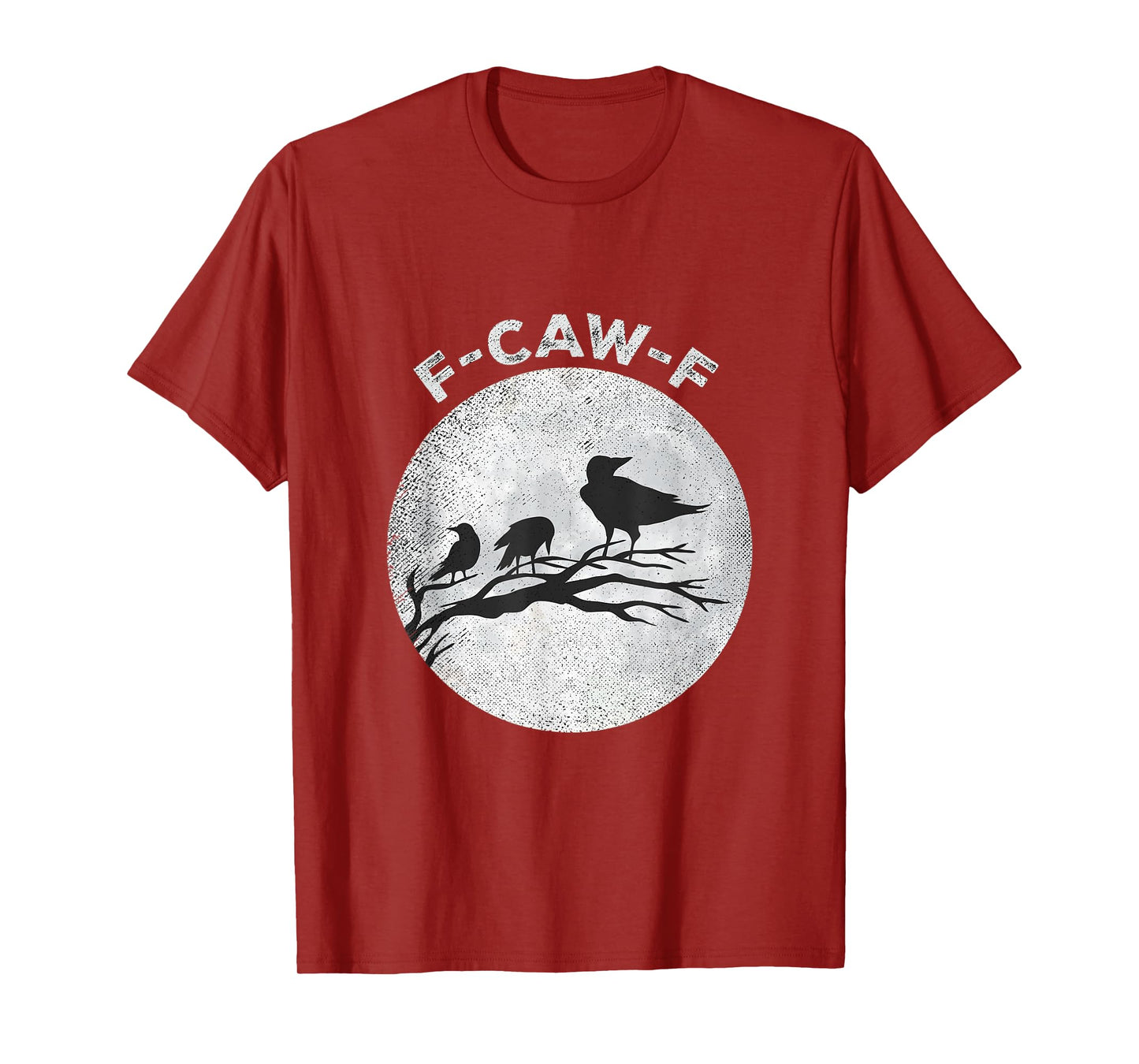 F-Caw-F Crow Silhouette Vintage Sarcastic Black Bird Moon T-Shirt