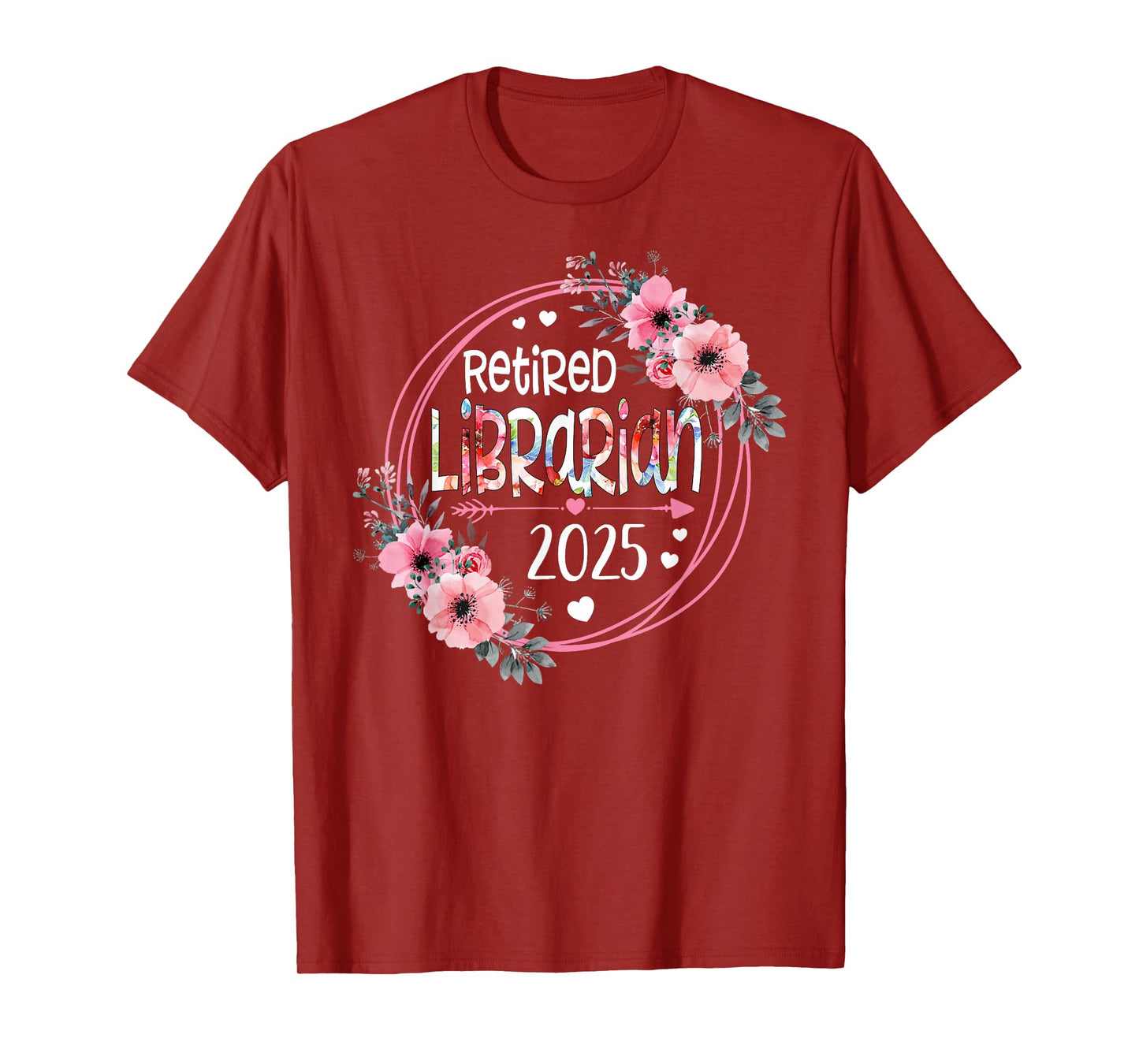 Floral Retired Librarian Est 2025 Retirement Gift For Women T-Shirt
