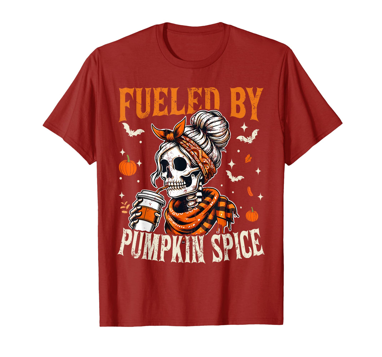 Fueled by Pumpkin Spice Funny Halloween Coffee T-Shirt