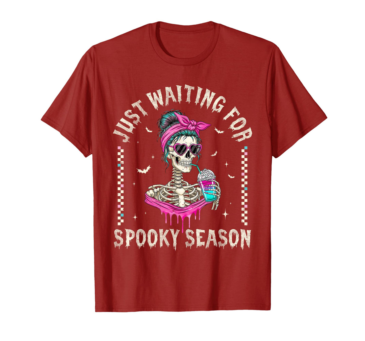 Just Waiting for Spooky Season Skeleton Halloween Coffee T-Shirt