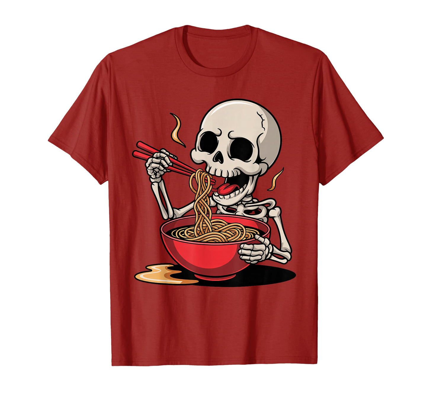 Funny Skeleton Eating Ramen Noodles Cute Costume Halloween T-Shirt
