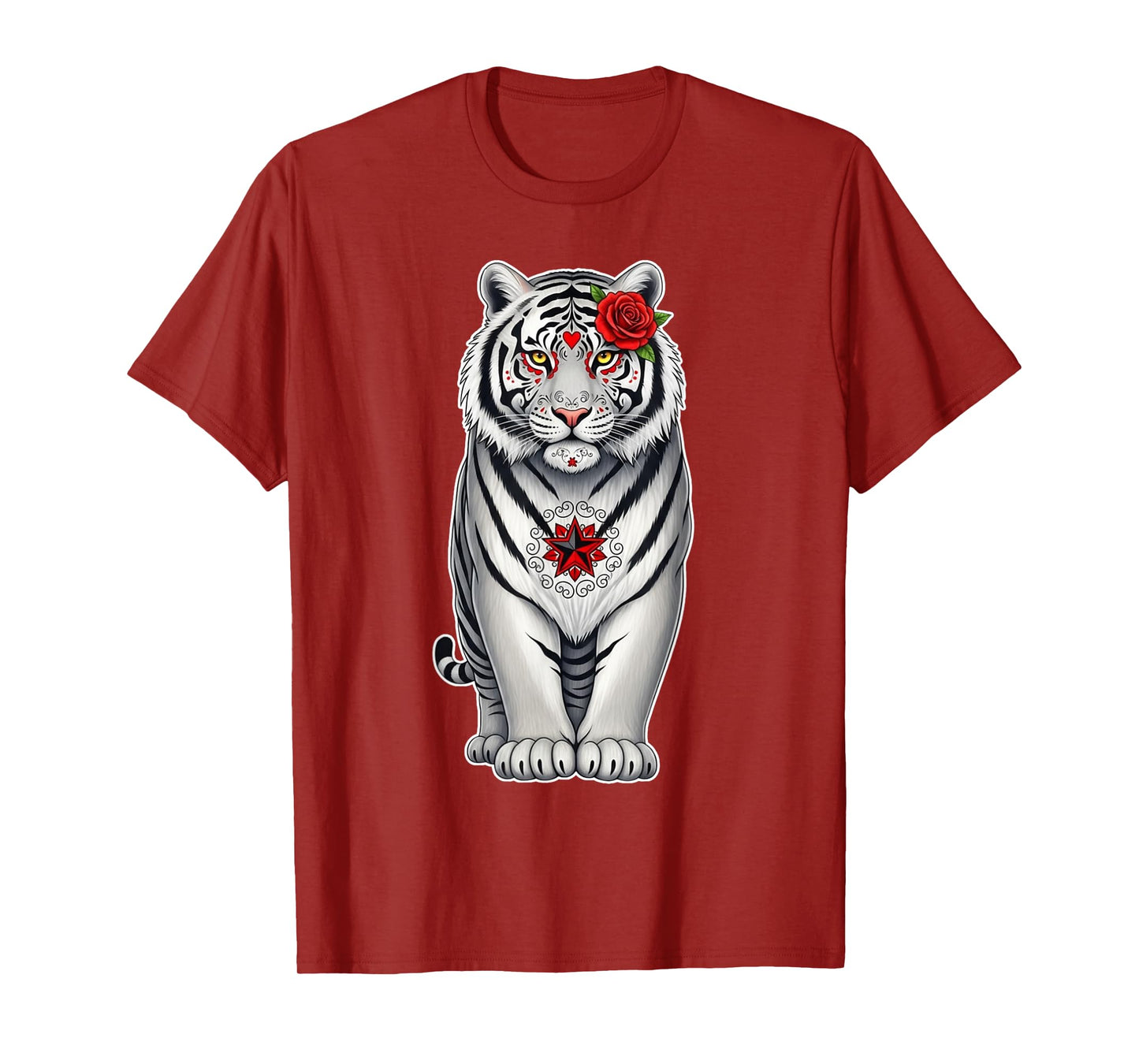 Sugar Skull Tiger Halloween Graphic T-Shirt