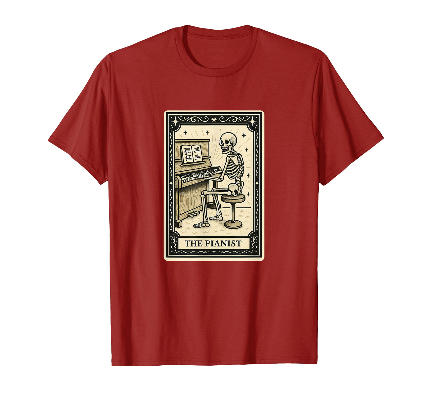 The Pianist Tarot Card Halloween Spooky Gothic Piano Player T-Shirt