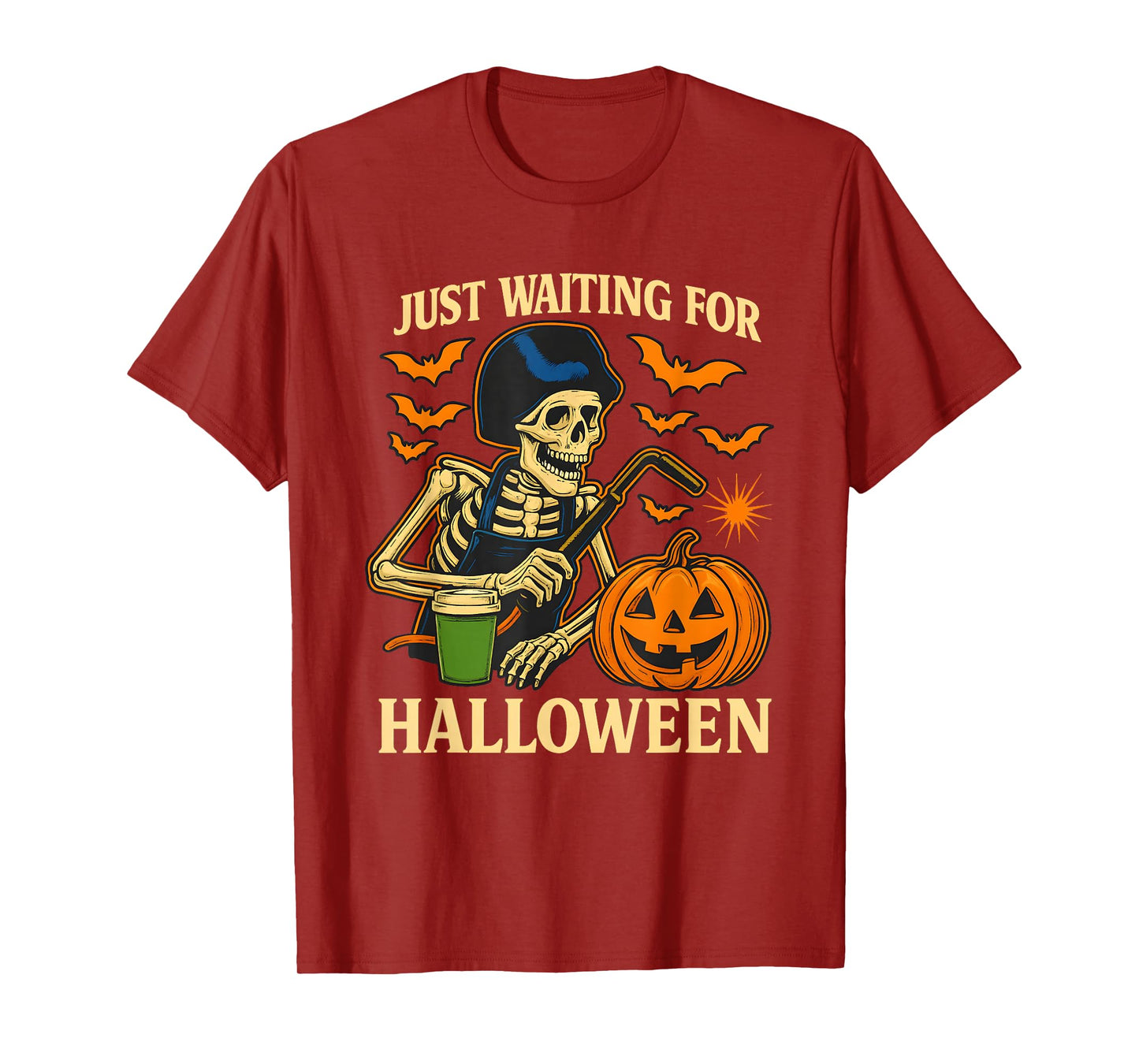 Skeleton Pumpkins Welder Just Waiting for Halloween T-Shirt