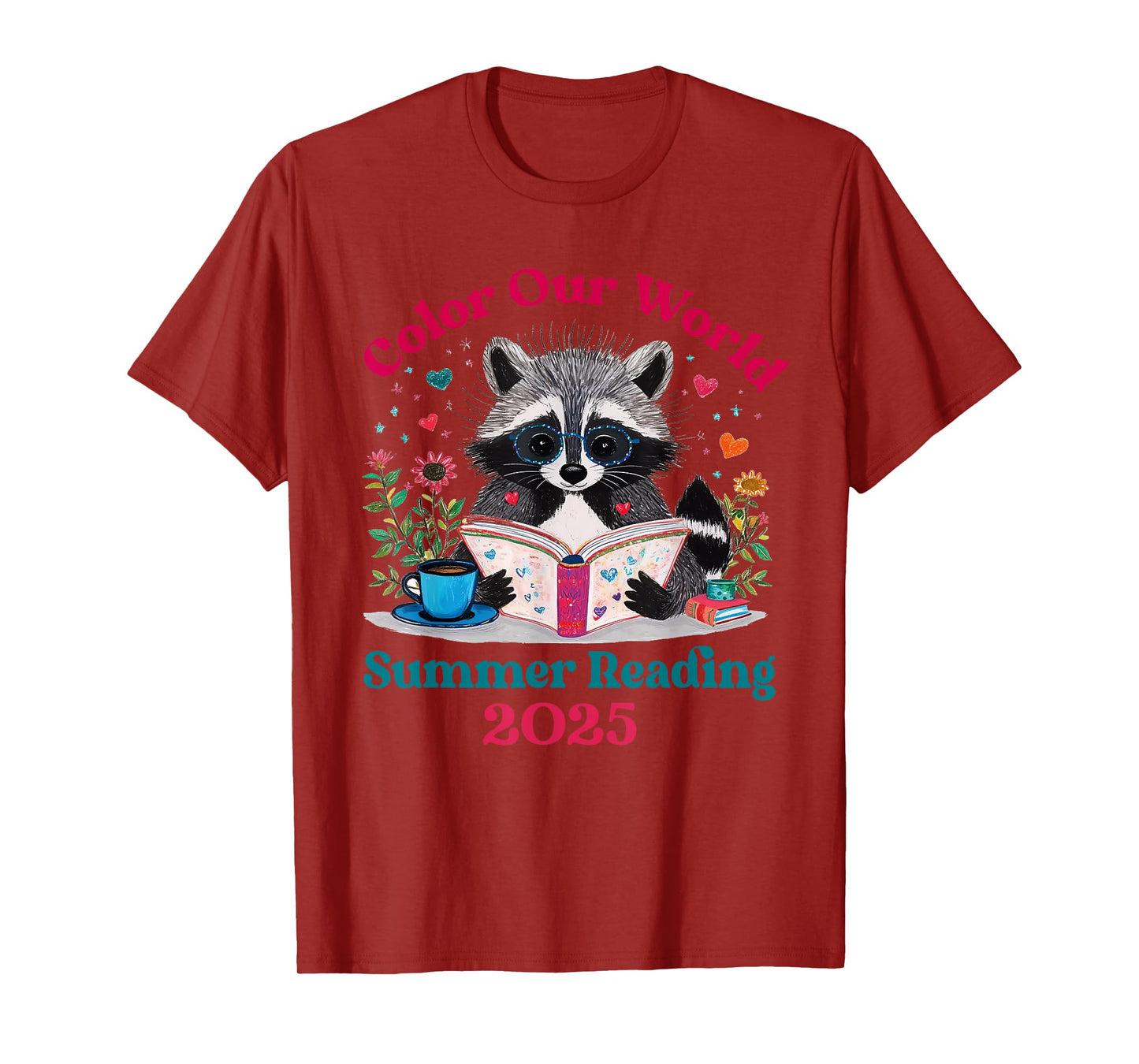 Color Our World Summer Reading Program 2025 Funny Raccoon T-Shirt
