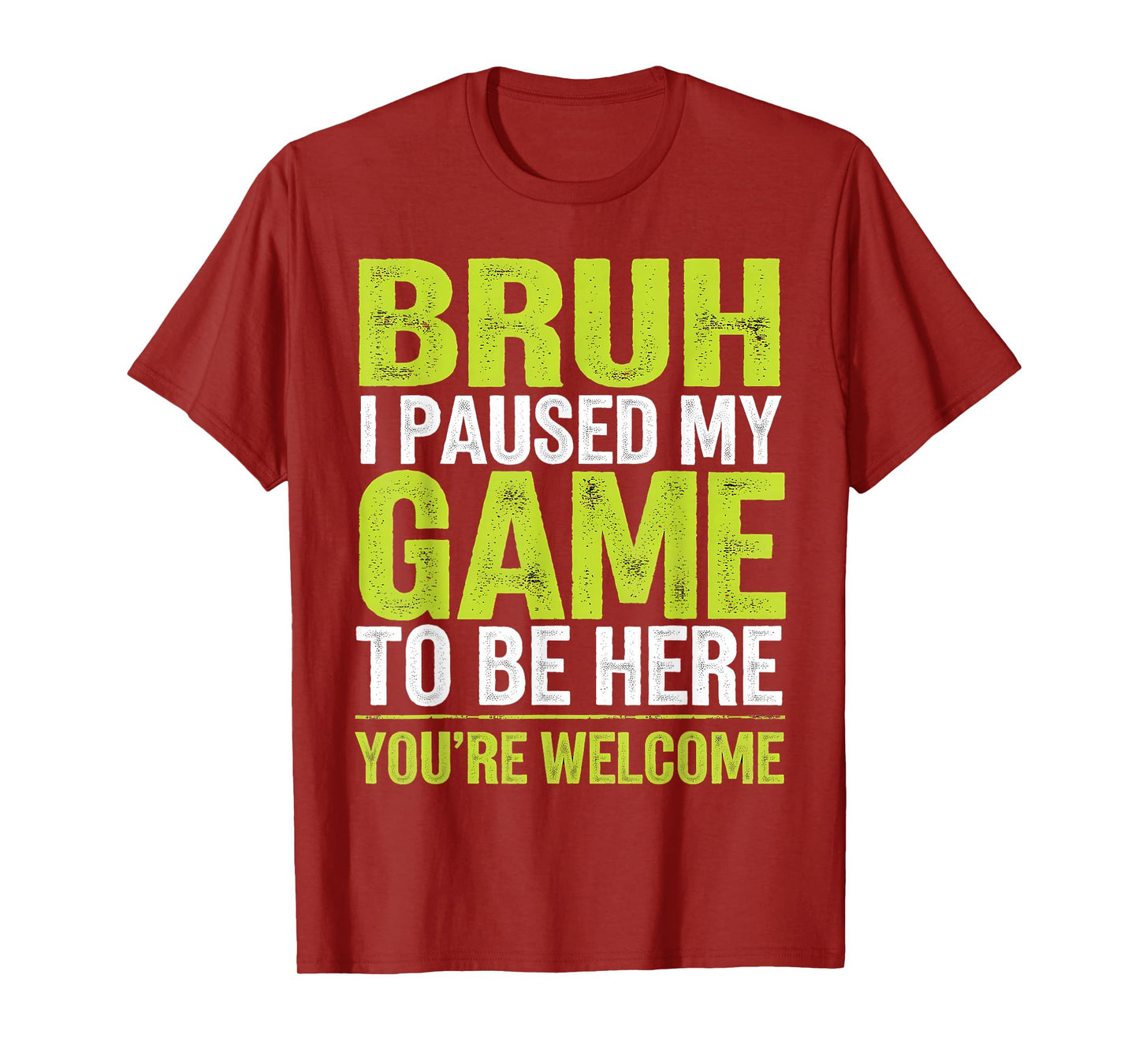 Bruh I Paused My Game Funny Skeleton Halloween Boys Men T-Shirt