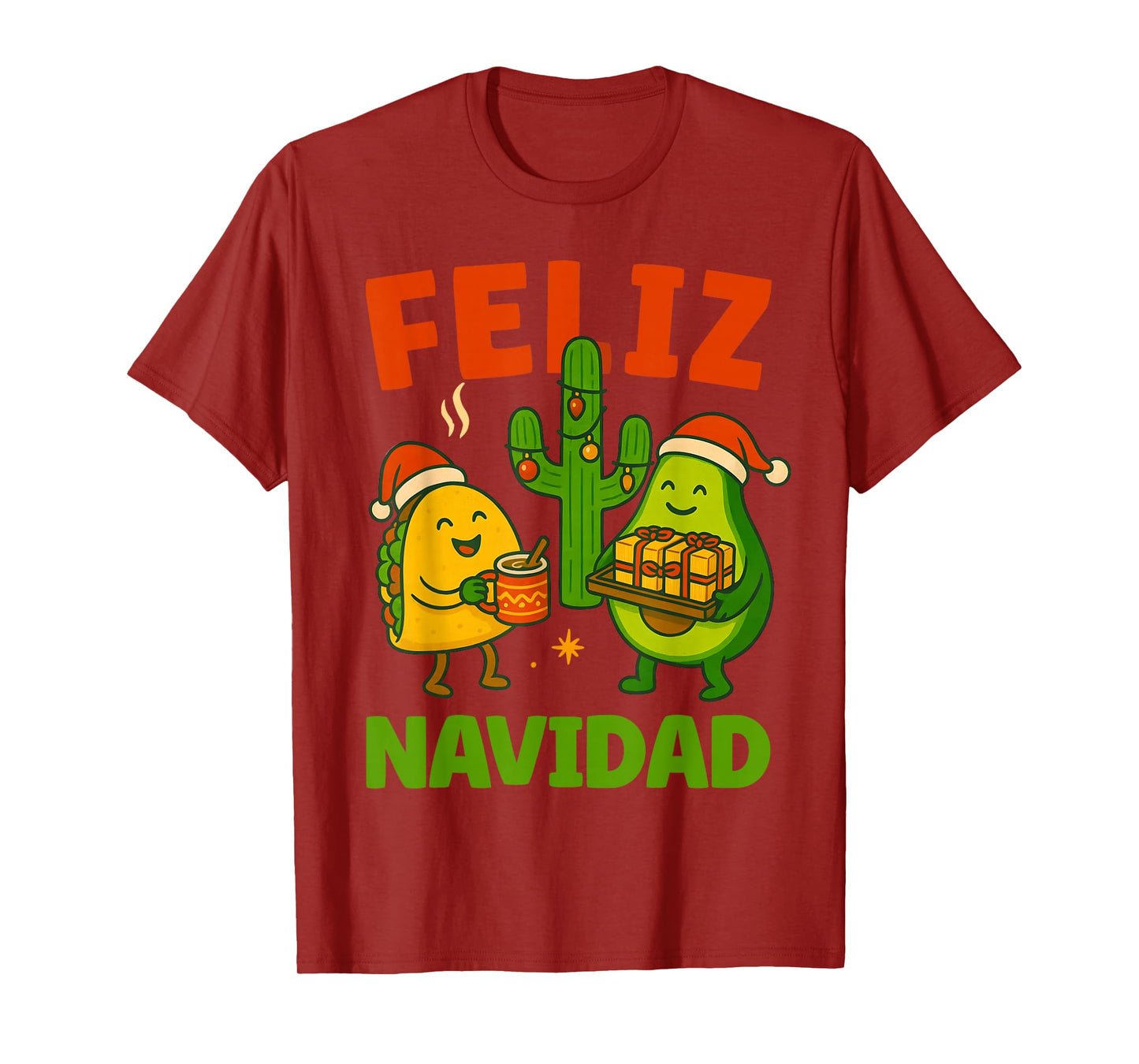 Funny Feliz Navidad Avocado Tacos Mexican Christmas Family T-Shirt
