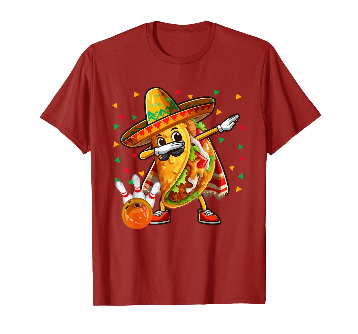 Dabbing Taco Playing Bowling Cinco De Mayo Player Mexican T-Shirt