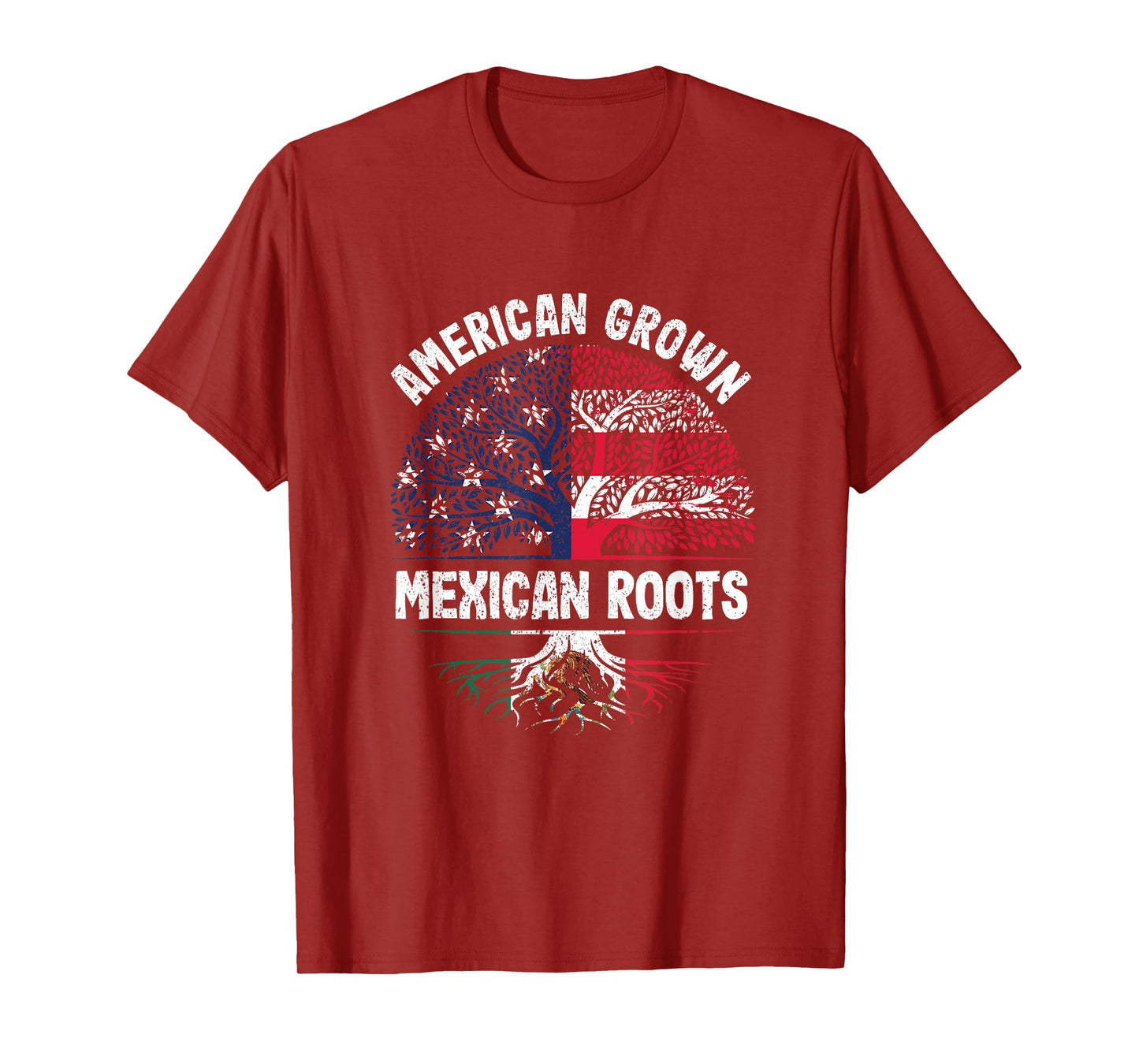 American Grown Mexican Roots USA Mexico Flag Heritage Pride T-Shirt