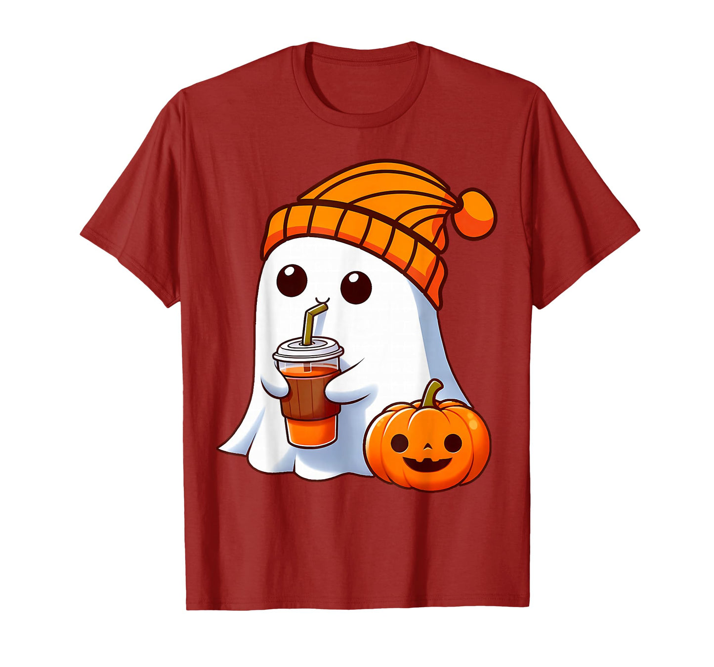 Halloween Costume Ghost Drinking Pumpkin Men Women Girls T-Shirt
