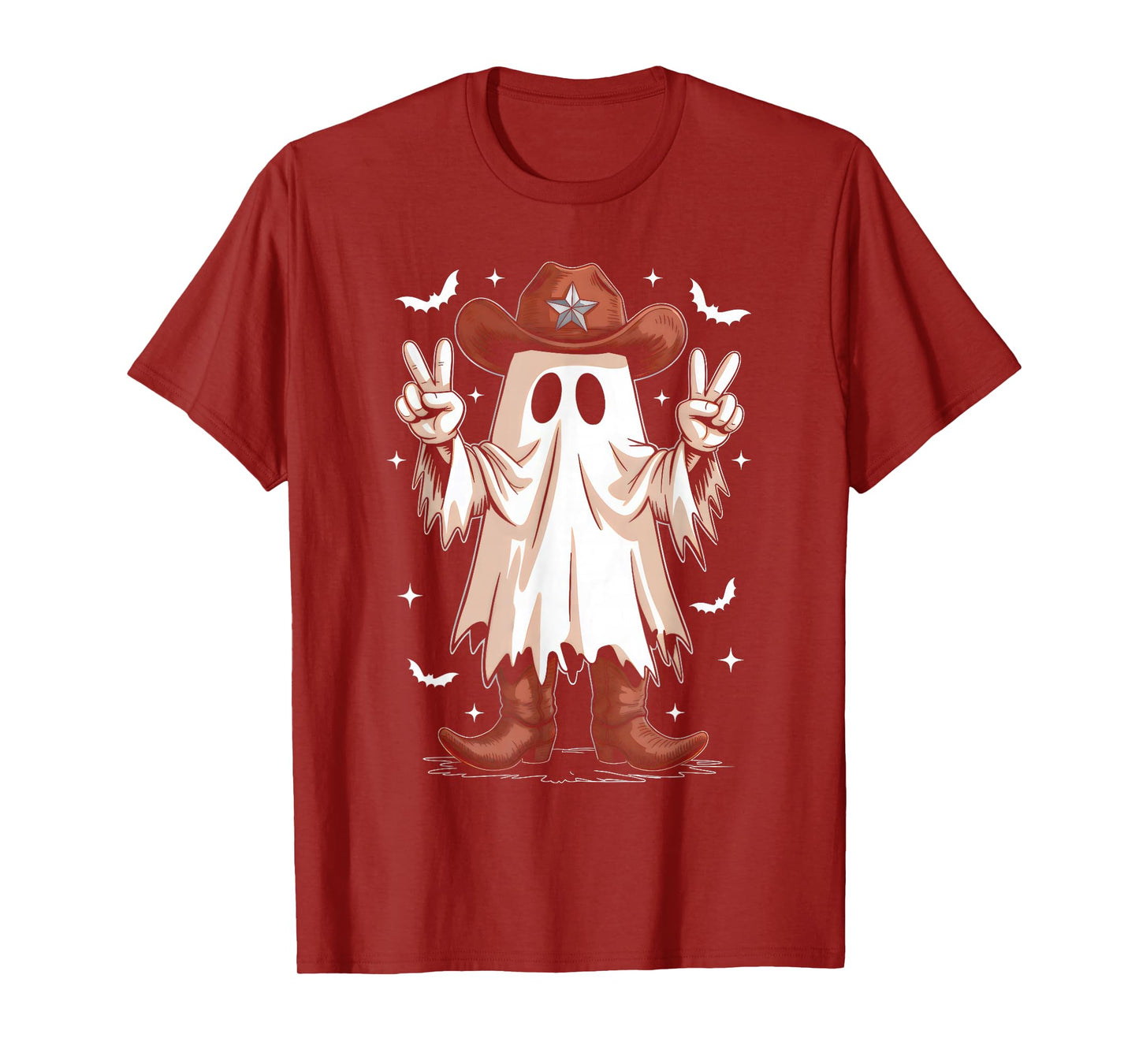 Retro Western Halloween Cowboy Men Boys Halloween Ghost T-Shirt