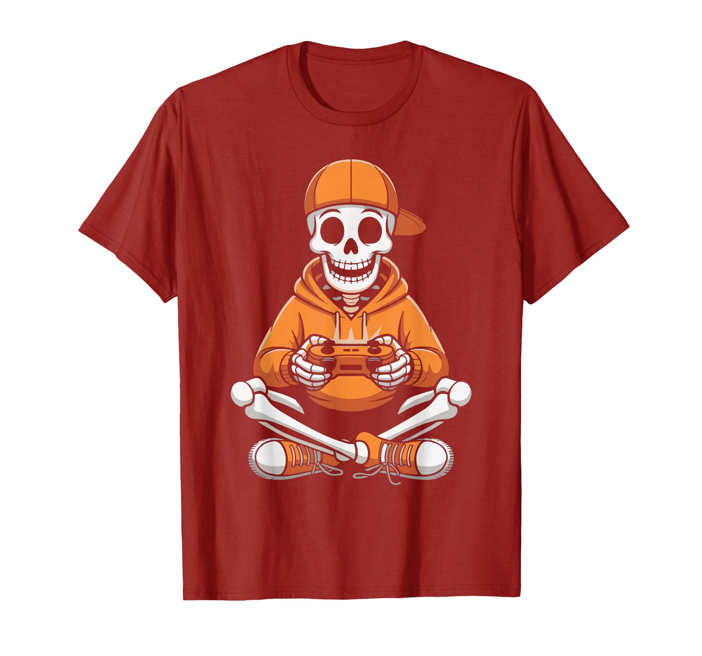 Cool Skeleton Gamer Funny Halloween Boys Kids Spooky Play T-Shirt