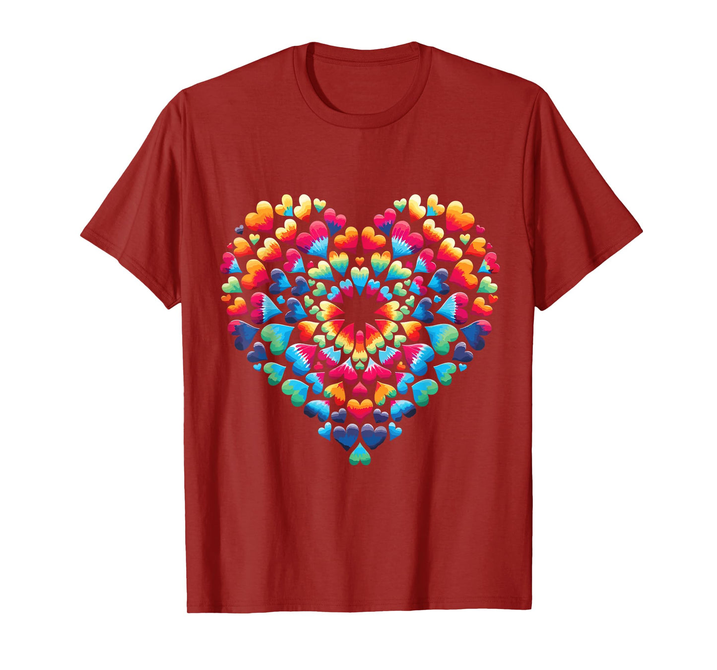 Vibrant Heart Tie-Dye Explosion Tee Colorful rainbow Love T-Shirt